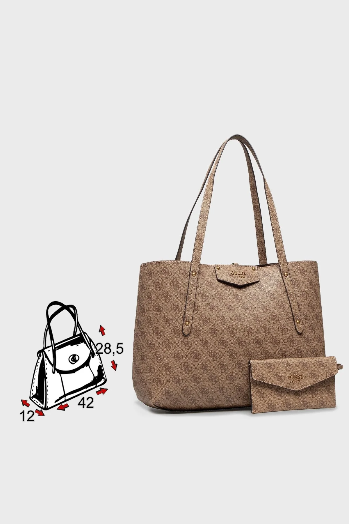 Guess Logolu Çıkarılabilir Detaylı Eco Bayan Çanta HWESB839023 LTL KAHVE - 5