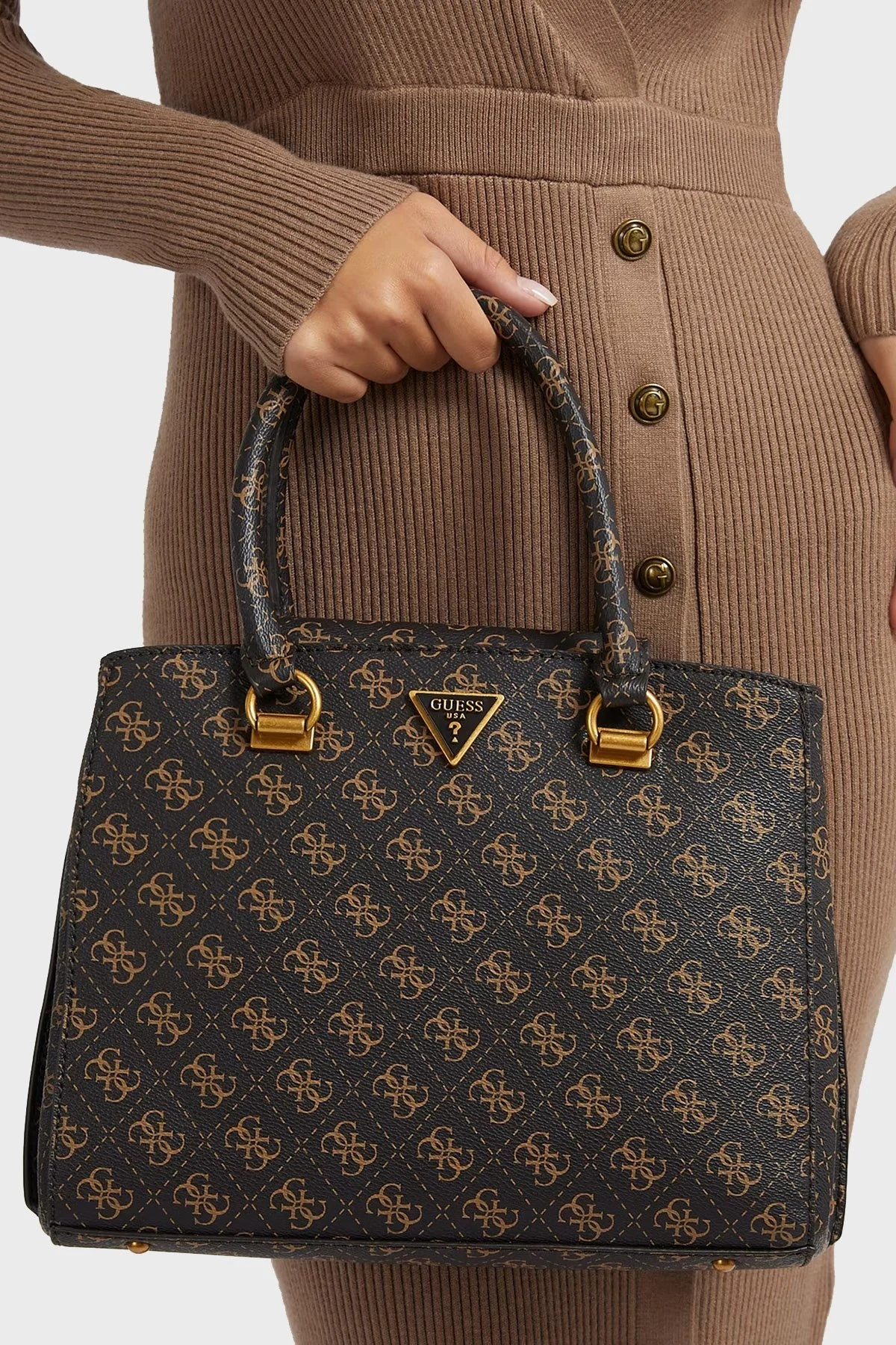 Guess Logolu Çıkarılabilir Uzatma Askılı Alexie Bayan Çanta HWQB8416060 BNL KAHVE - 3