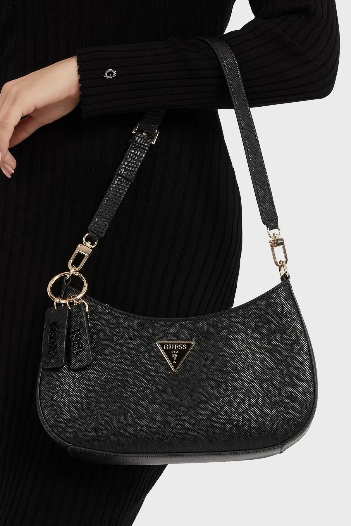 Guess Logolu Çıkarılabilir ve Ayarlanabilir Omuz Askılı Noelle Bayan Çanta HWZG7879180 BLA SİYAH - 3