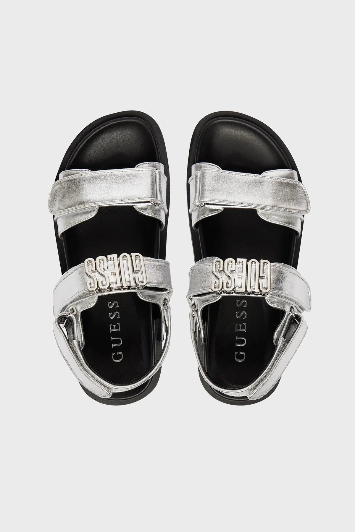 Guess Logolu Cırt Cırtlı FLJFBLLEL03 Kadın Sandalet FLJFBL LEL03 SILVE SİYAH-GÜMÜŞ - 3