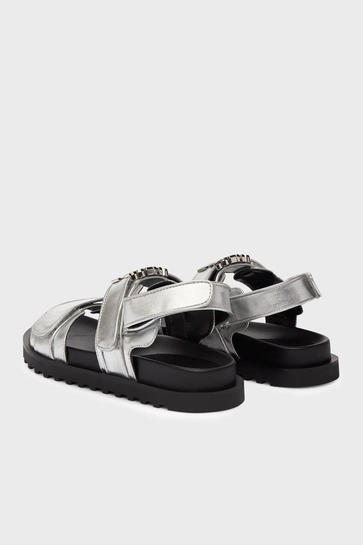 Guess Logolu Cırt Cırtlı FLJFBLLEL03 Kadın Sandalet FLJFBL LEL03 SILVE SİYAH-GÜMÜŞ - 5