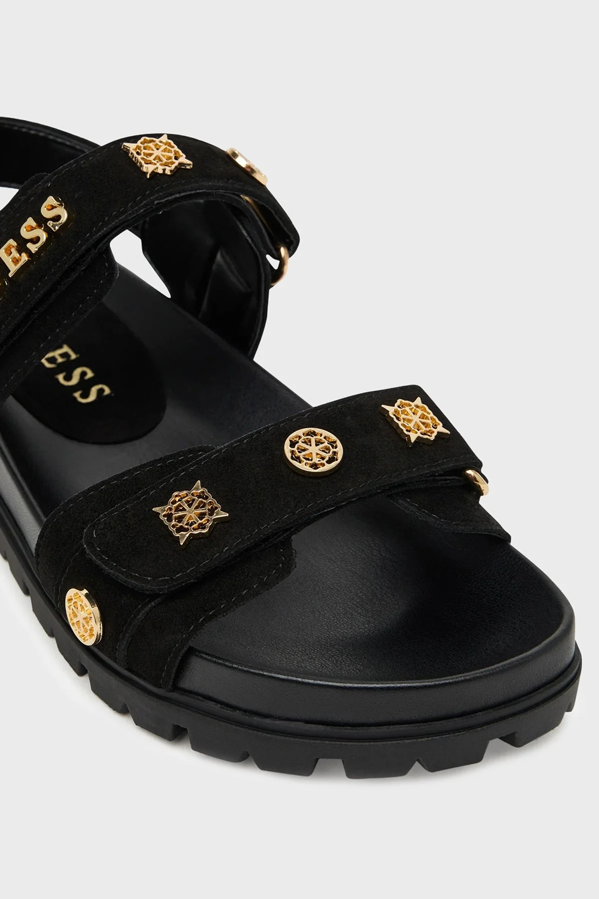 Guess Logolu Cırt Cırtlı Süet Dokulu FLPFLOESU03 Bayan Sandalet FLPFLO ESU03 BLACK SİYAH - 4