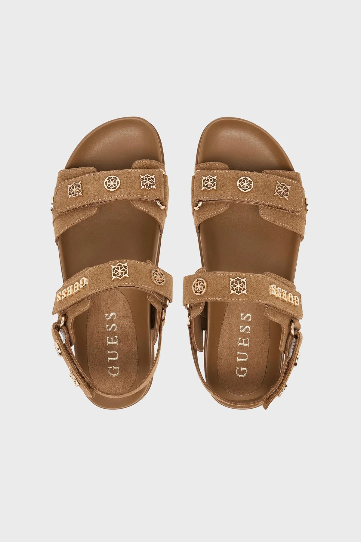 Guess Logolu Cırt Cırtlı Süet Dokulu FLPFLOESU03 Bayan Sandalet FLPFLO ESU03 BROWN KAHVE - 3