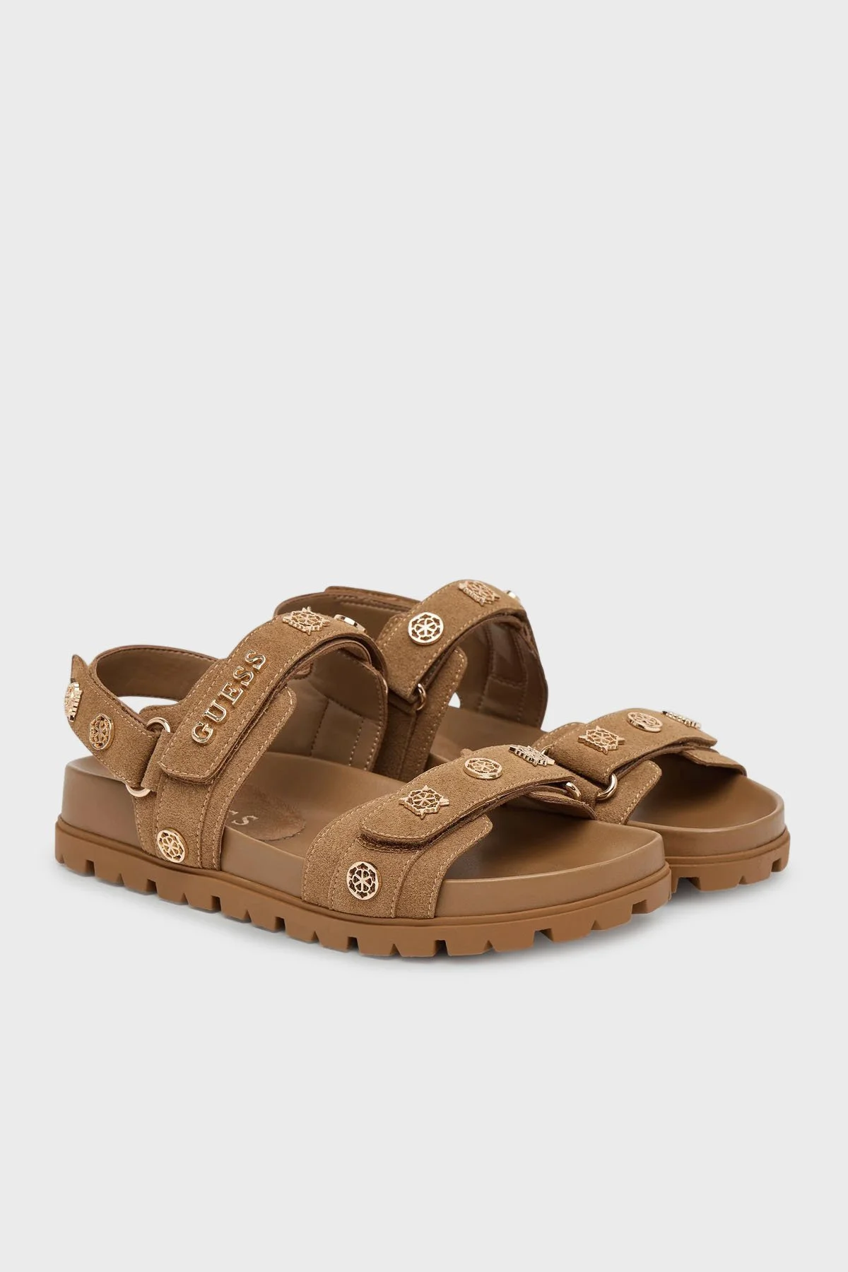 Guess Logolu Cırt Cırtlı Süet Dokulu FLPFLOESU03 Kadın Sandalet FLPFLO ESU03 BROWN KAHVE - 2