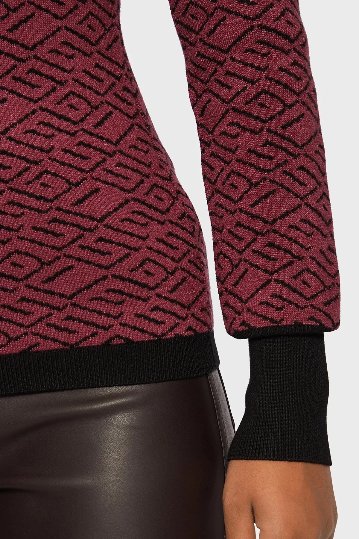 Guess Logolu Çizgili Slim Fit Jacqua Bayan Kazak W1BR55Z1091 P52D BORDO - 5