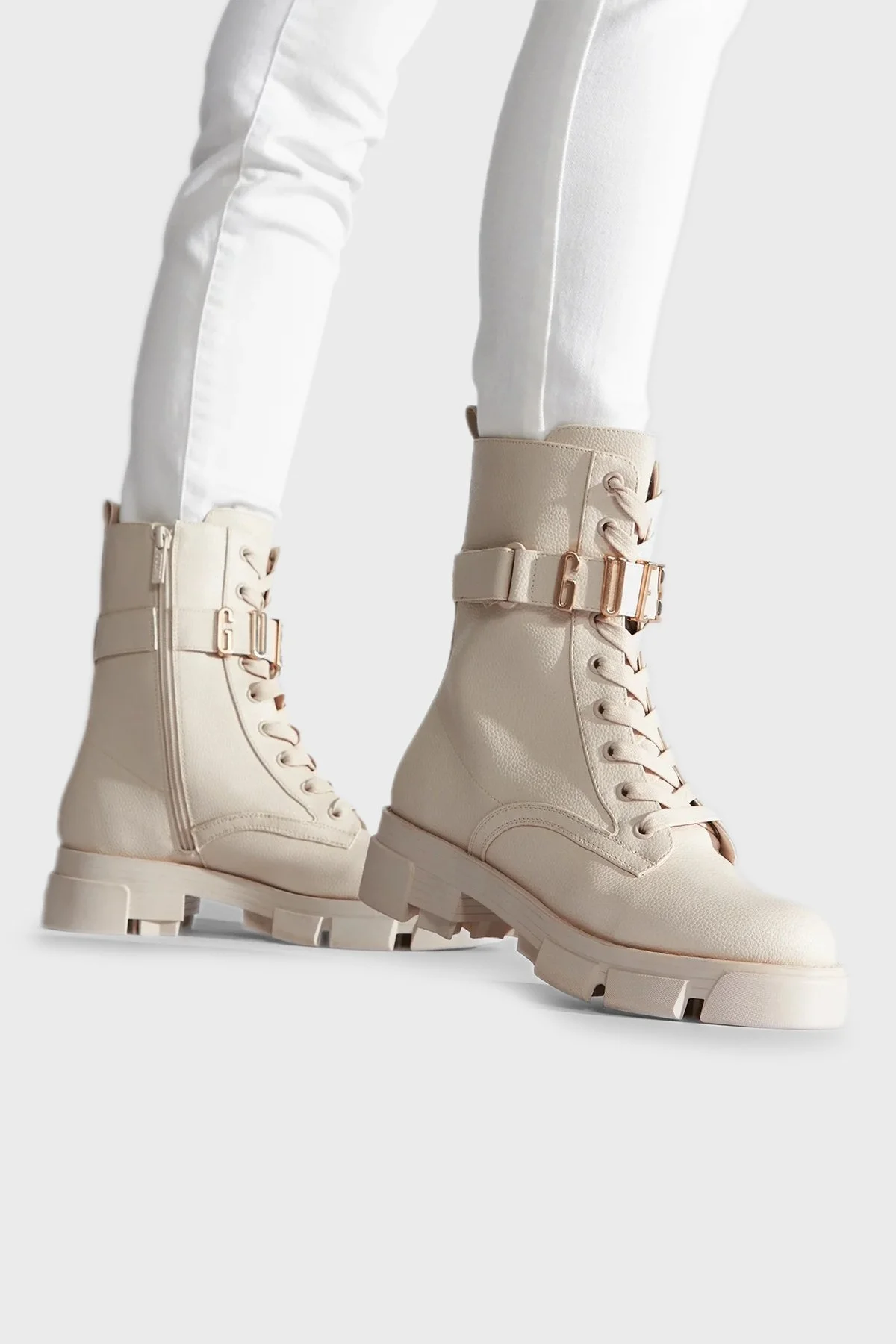 Guess Logolu Fermuarlı Madox Bayan Bot FL8MDX ELE10 CREAM EKRU - 2