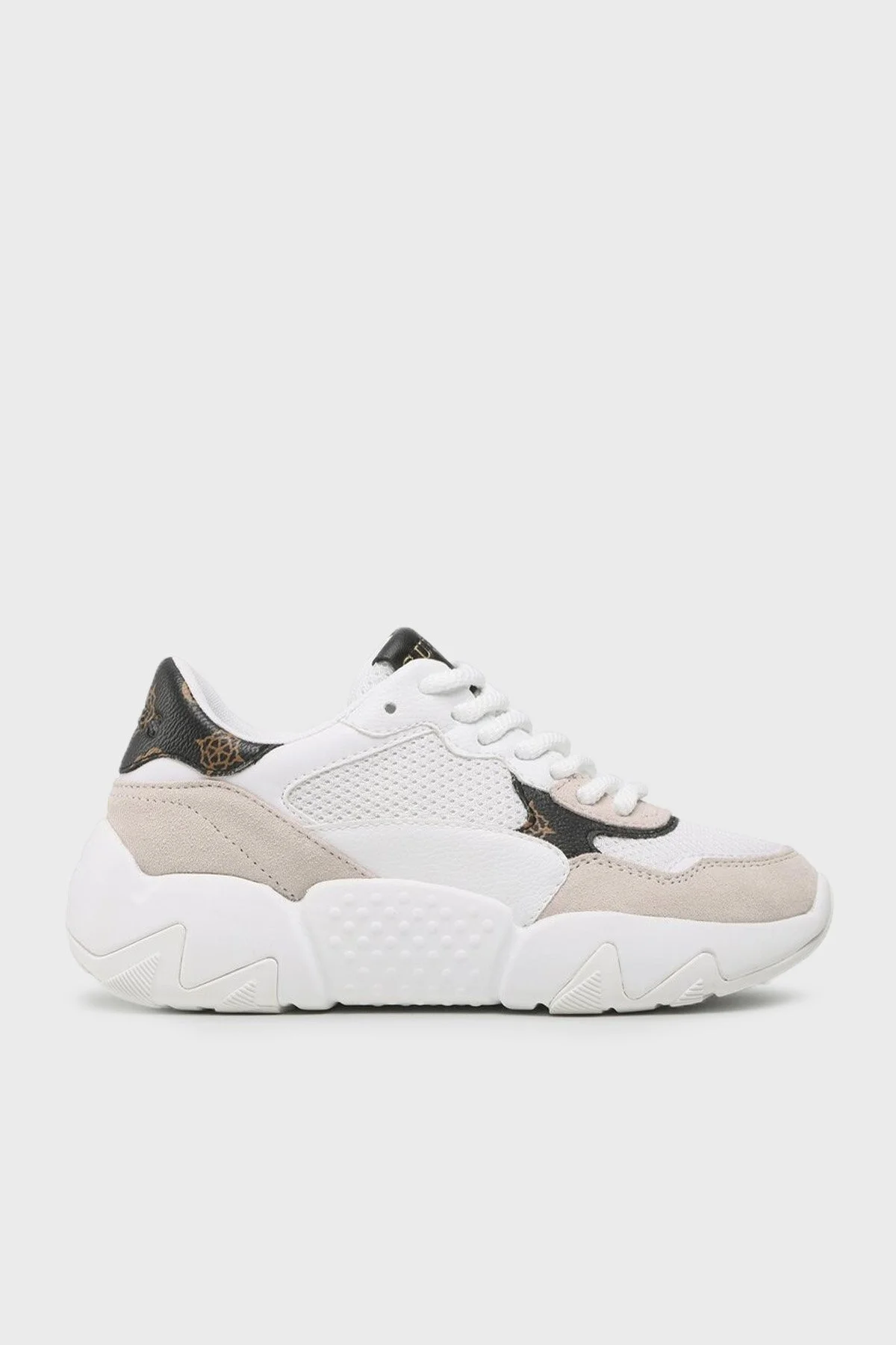 Guess Logolu Goldon Kalın Tabanlı Hakiki Deri Sneaker Bayan Ayakkabı FL5GLD FAL12 WHIBR BEYAZ - 1