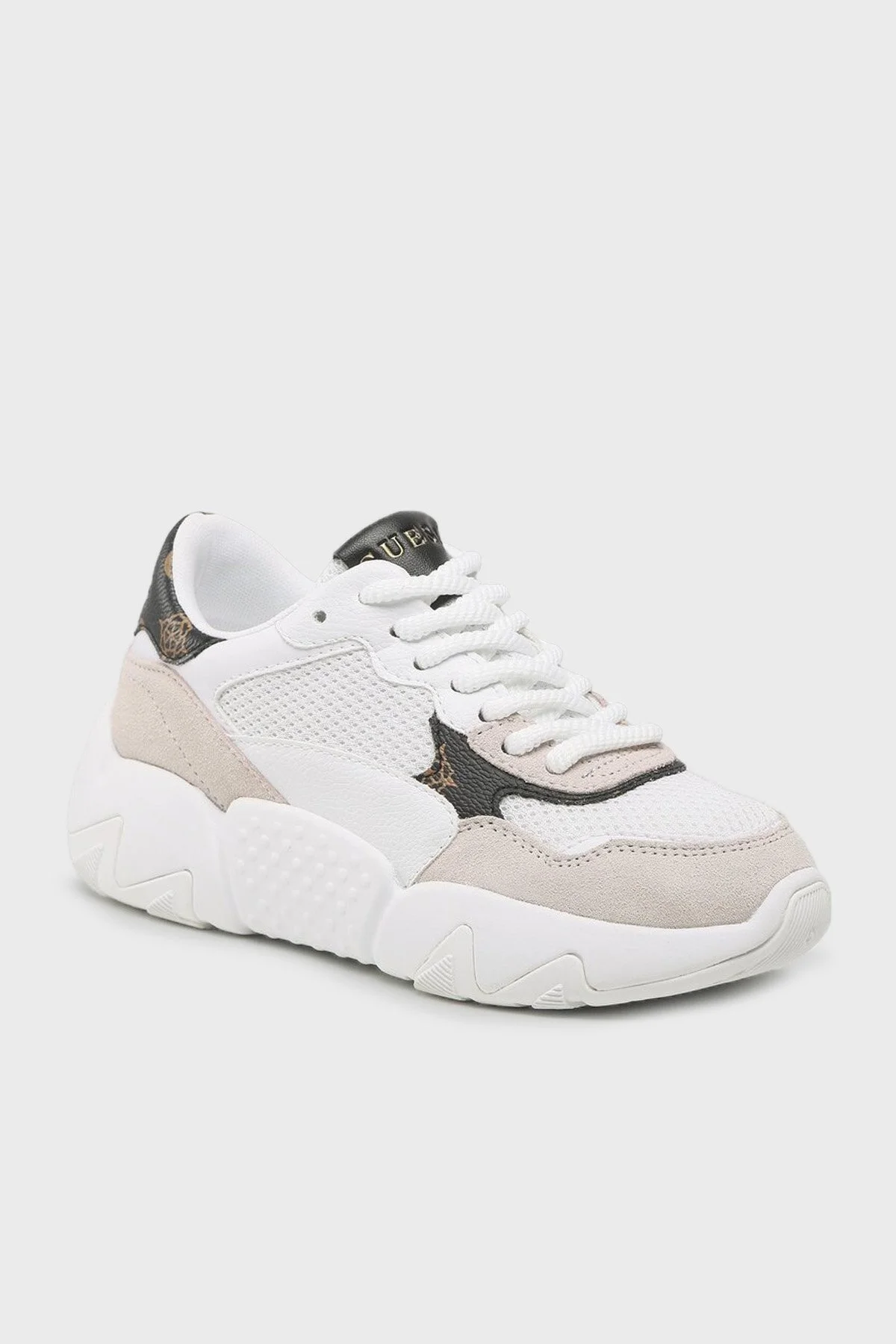 Guess Logolu Goldon Kalın Tabanlı Hakiki Deri Sneaker Bayan Ayakkabı FL5GLD FAL12 WHIBR BEYAZ - 2