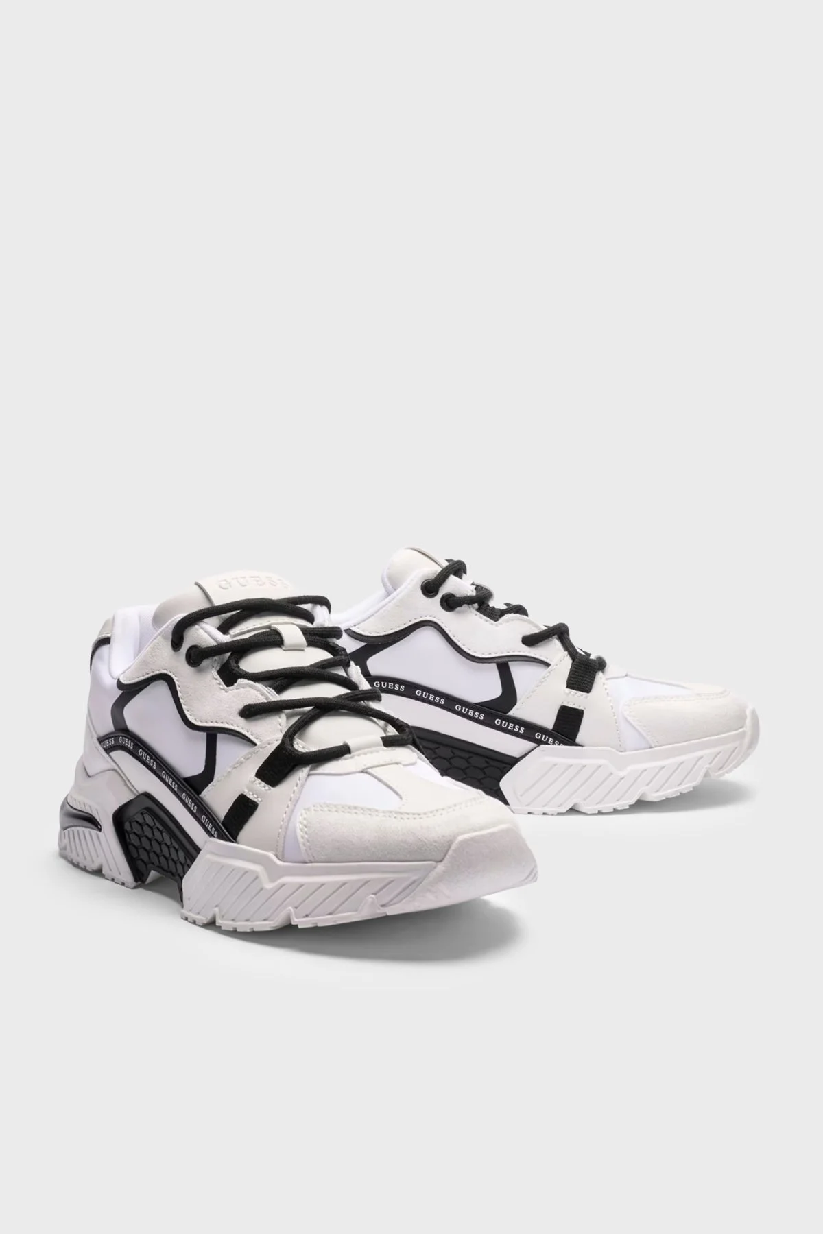 Guess Logolu Kalın Taban Sneaker FLJCR6ELE12 Kadın Ayakkabı FLJCR6 ELE12 WHBLK BEYAZ-SİYAH - 4