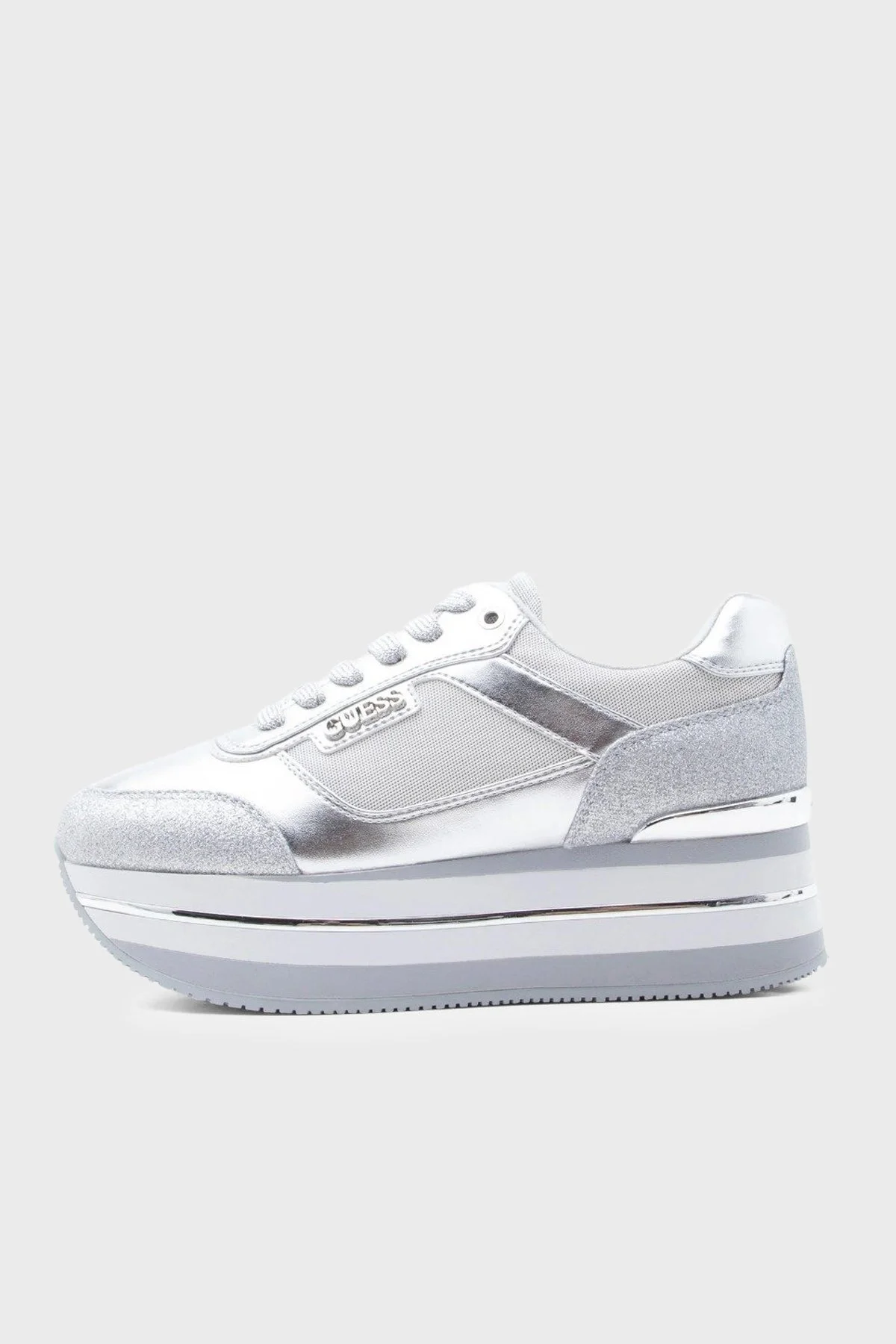 Guess Logolu Kalın Tabanlı Sneaker FLJHN3LEL12 Kadın Ayakkabı FLJHN3 LEL12 SILVE GÜMÜŞ - 1