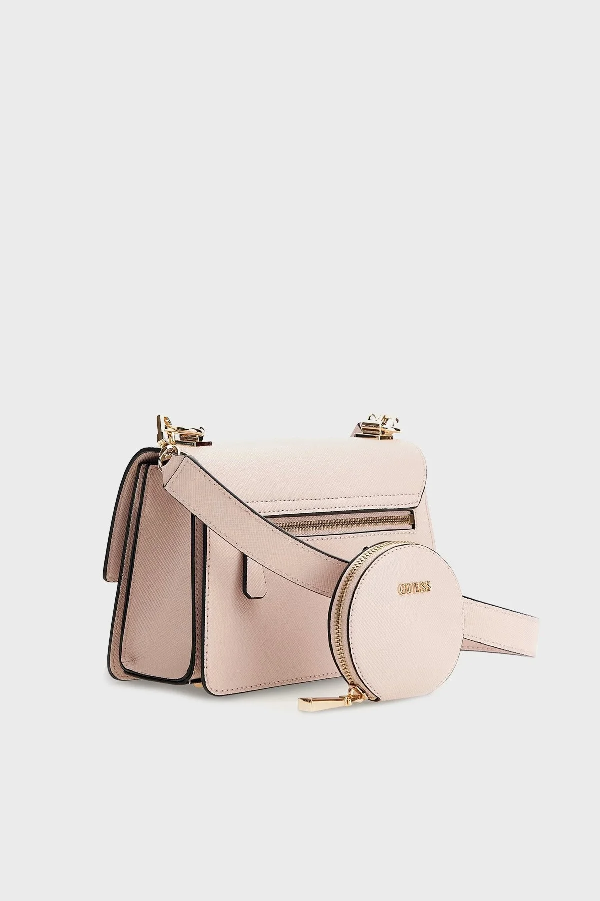 Guess Logolu Mini Cüzdanlı Çıkarılabilir Omuz Askılı Eco Bayan Çanta HWEVG873719 LTR PUDRA - 3