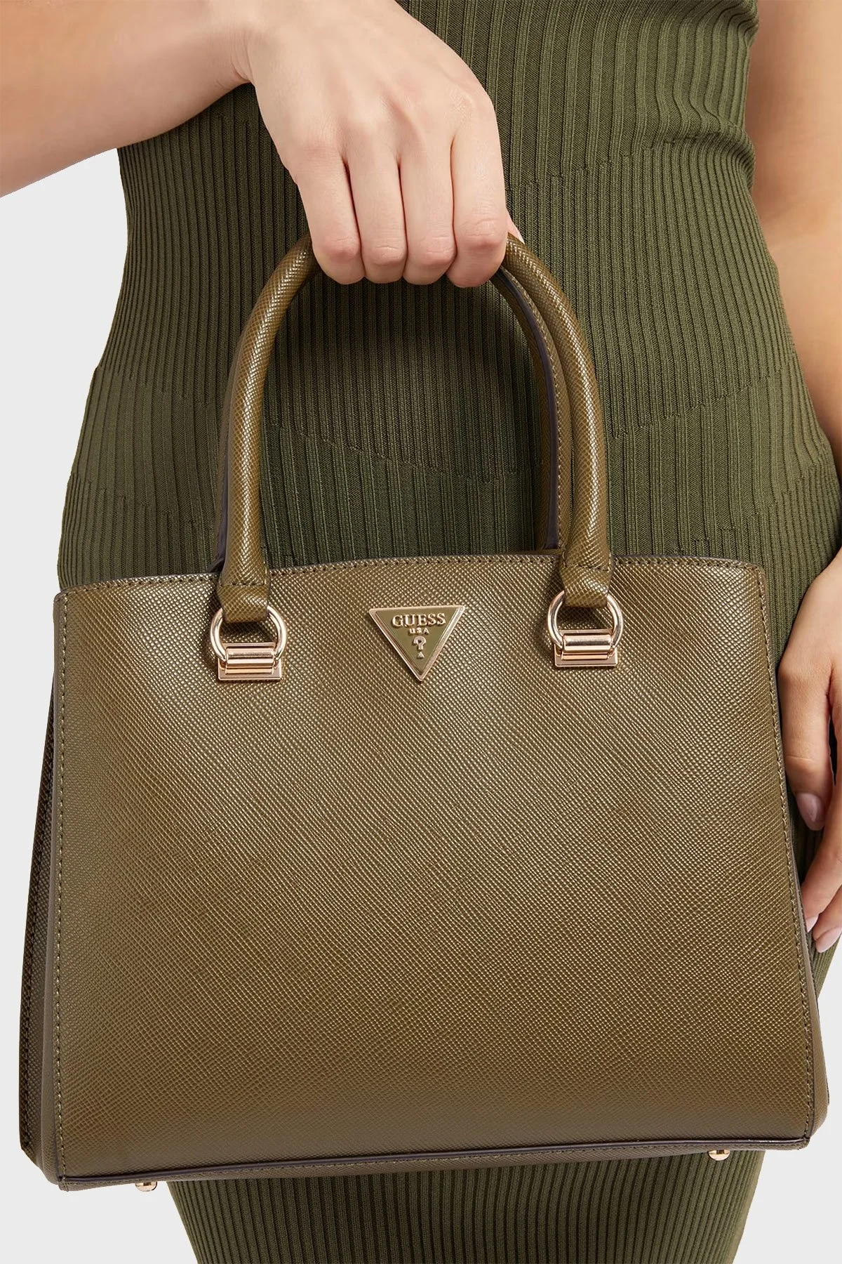 Guess Logolu Mini Cüzdanlı Çıkarılabilir Uzatma Askılı Alexie Bayan Çanta HWVG8416060 OLV HAKİ - 3