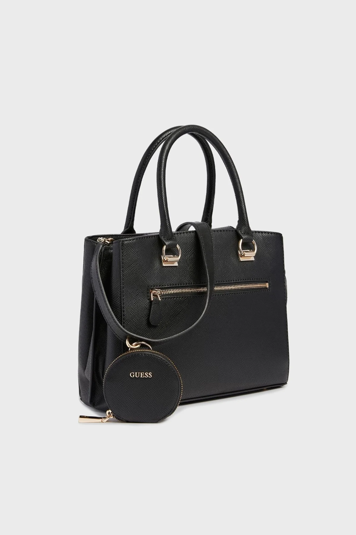 Guess Logolu Mini Cüzdanlı Çıkarılabilir Uzatma Askılı Eco Bayan Çanta HWEVG873706 BLA SİYAH - 4