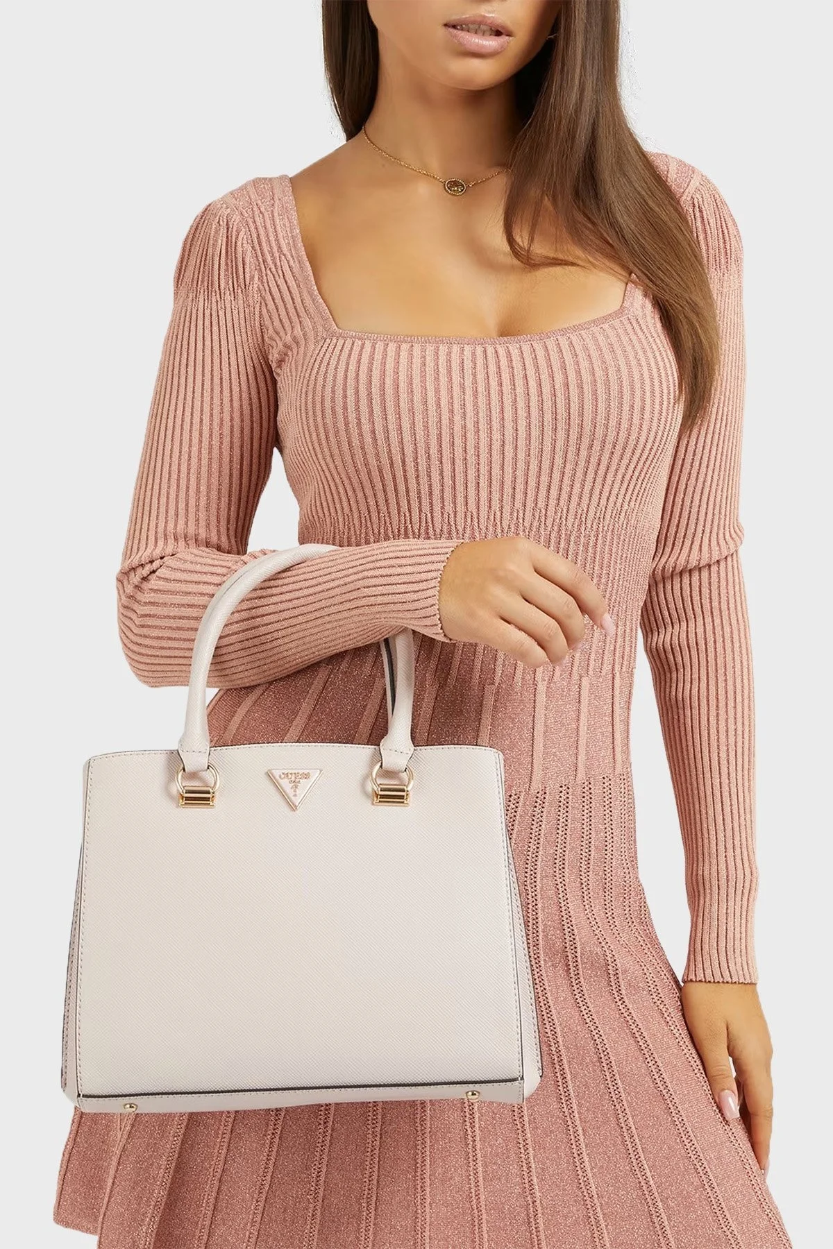 Guess Logolu Mini Cüzdanlı Çıkarılabilir Uzatma Askılı Eco Bayan Çanta HWEVG873706 LTR PUDRA - 2