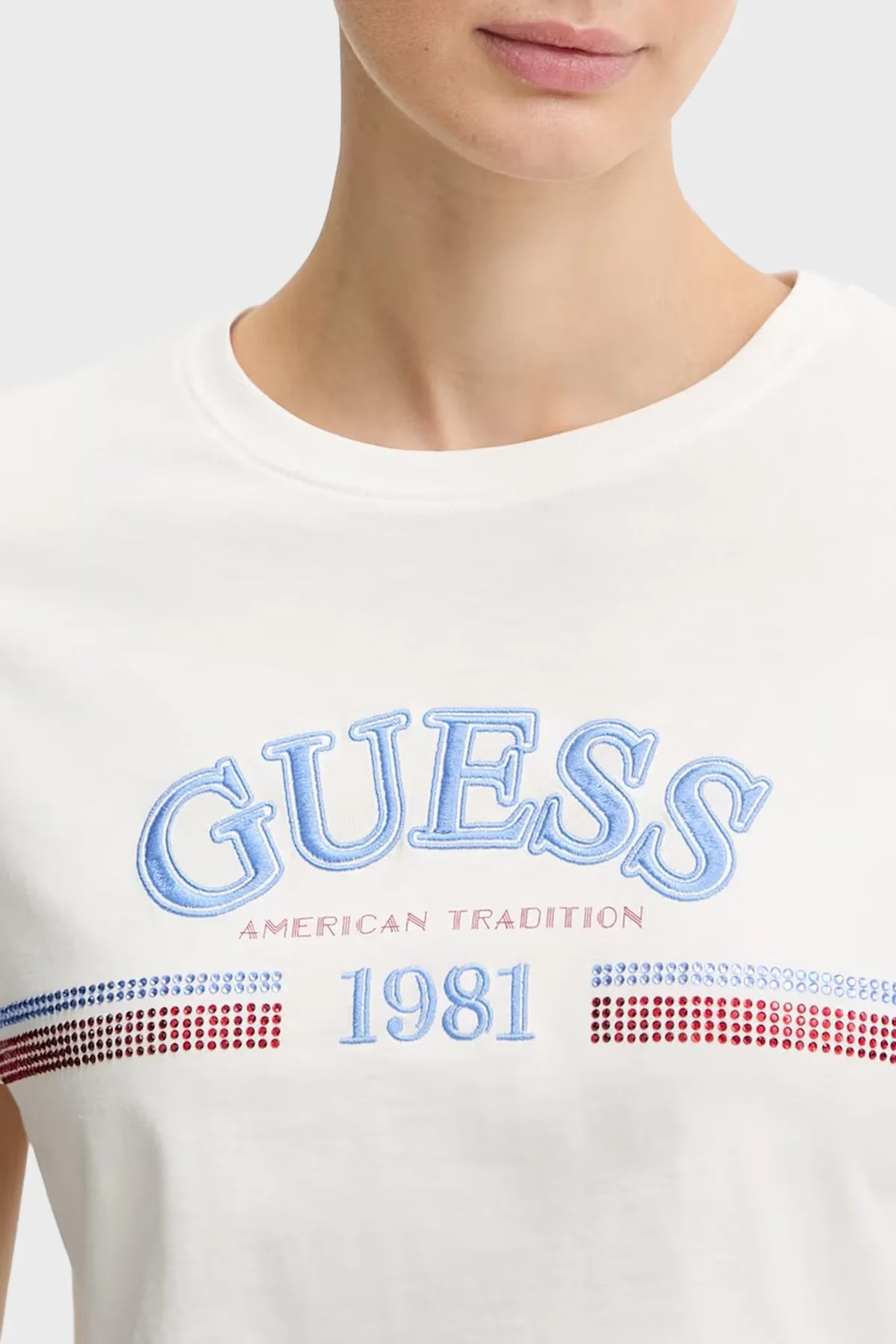 Guess Logolu Pamuklu Regular Fit Bisiklet Yaka V6RI16I3Z14 Bayan T Shirt V6RI16 I3Z14 G018 BEYAZ - 4