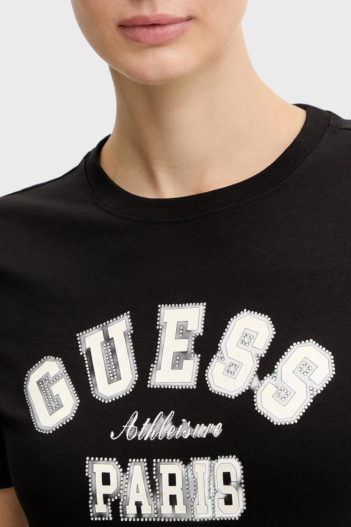 Guess Logolu Pamuklu Slim Fit Bisiklet Yaka V6RI15J1314 Bayan T Shirt V6RI15 J1314 JBLK SİYAH - 4