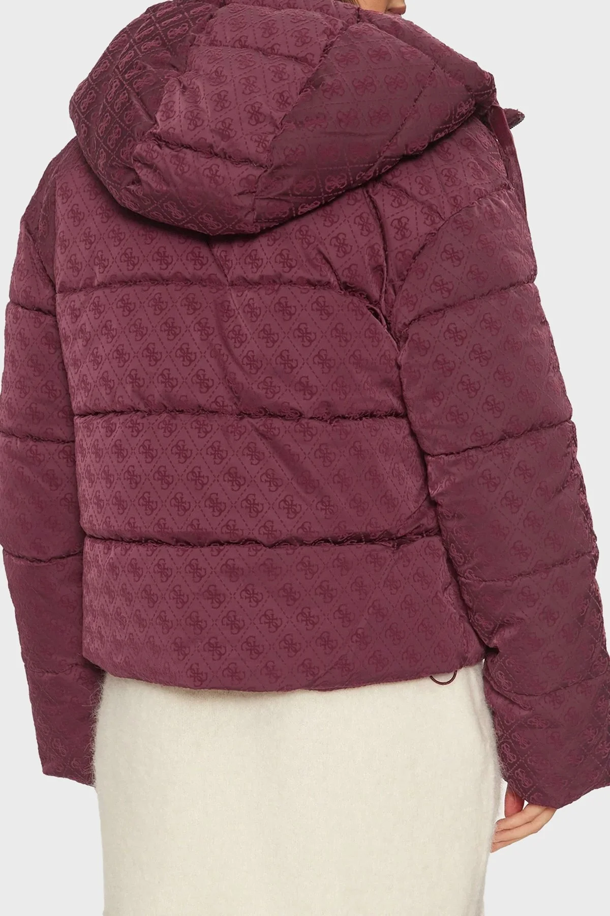 Guess Logolu Regular Fit Kapüşonlu Şişme W4BL36WGJZ0 Bayan Mont W4BL36 WGJZ0 F56R BORDO - 2