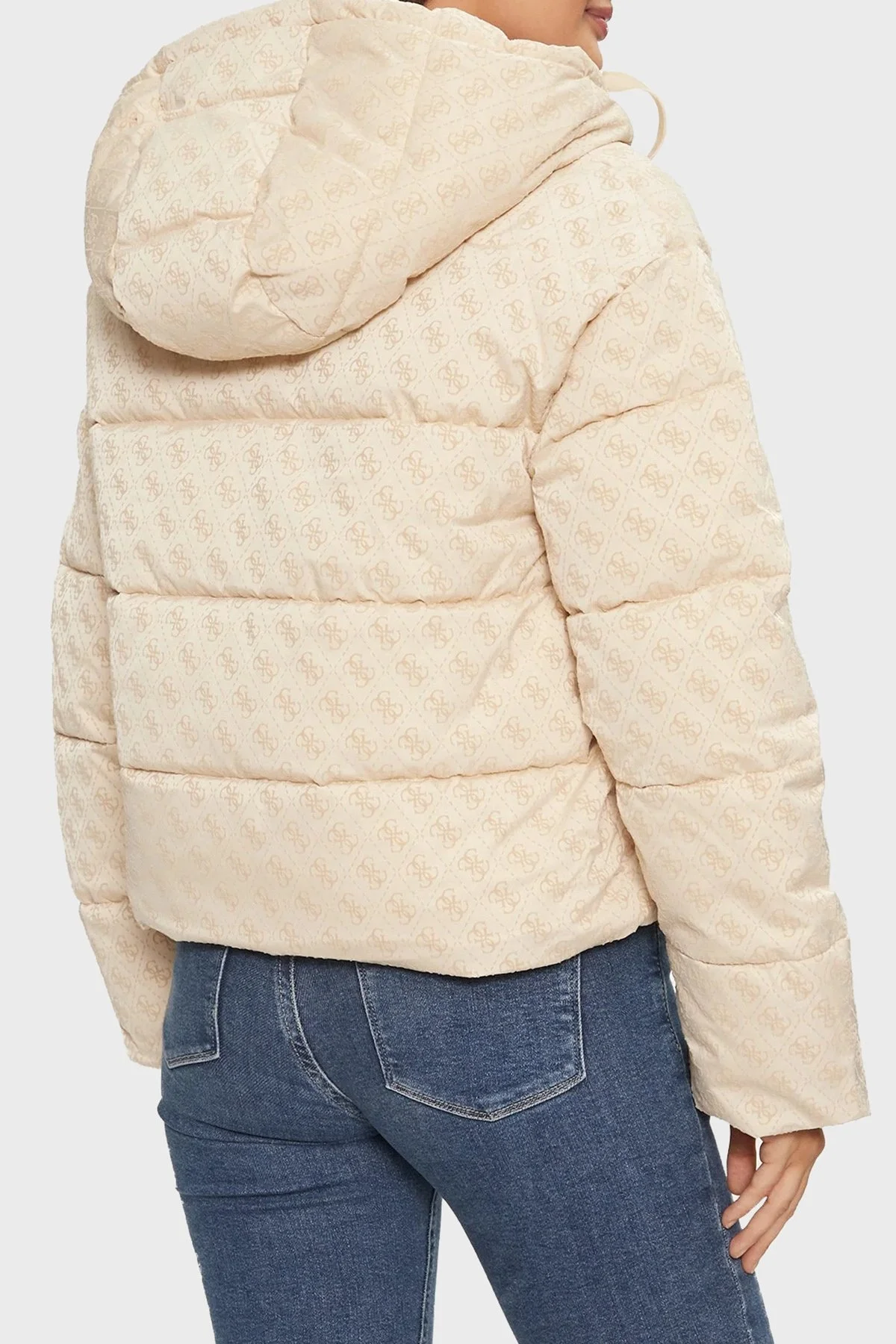 Guess Logolu Regular Fit Kapüşonlu Şişme W4BL36WGJZ0 Bayan Mont W4BL36 WGJZ0 FN1E KREM - 2