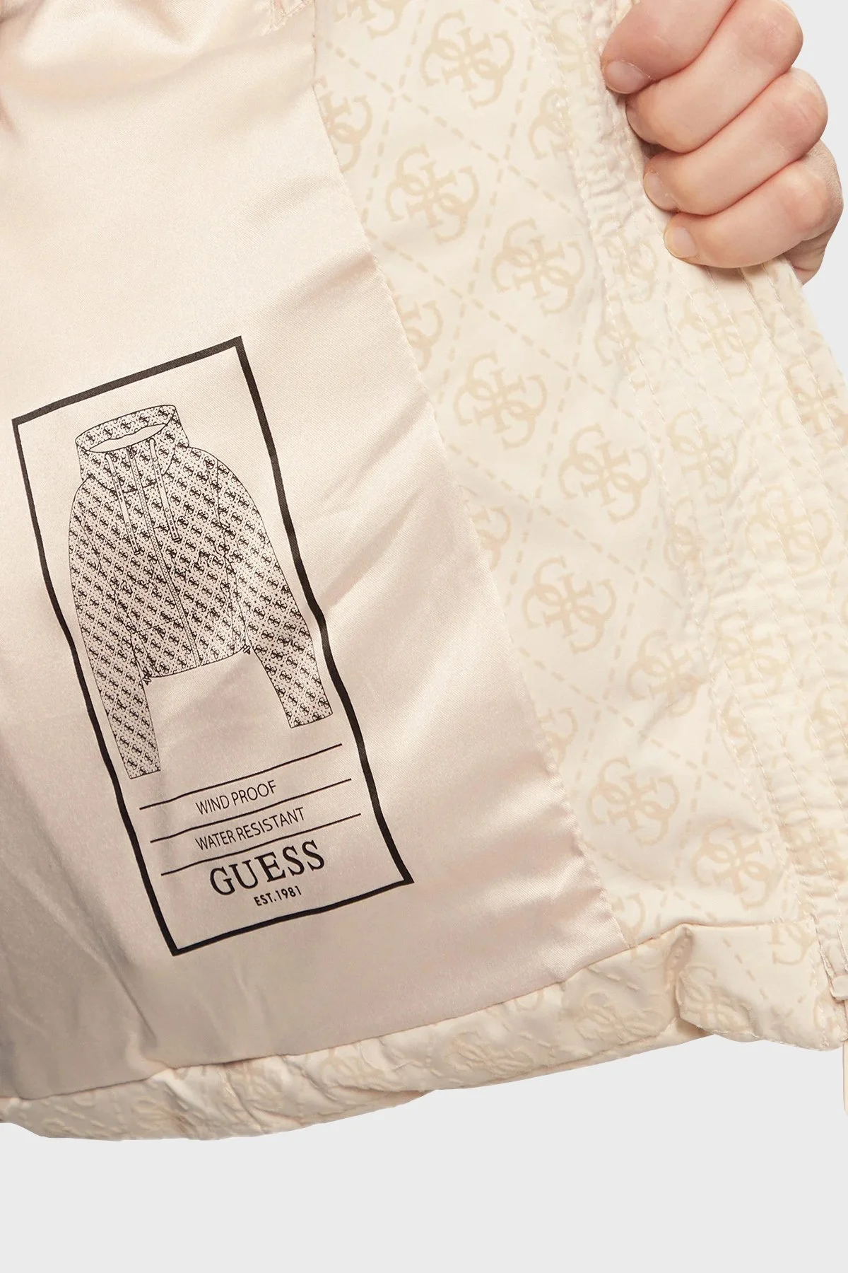 Guess Logolu Regular Fit Kapüşonlu Şişme W4BL36WGJZ0 Bayan Mont W4BL36 WGJZ0 FN1E KREM - 4