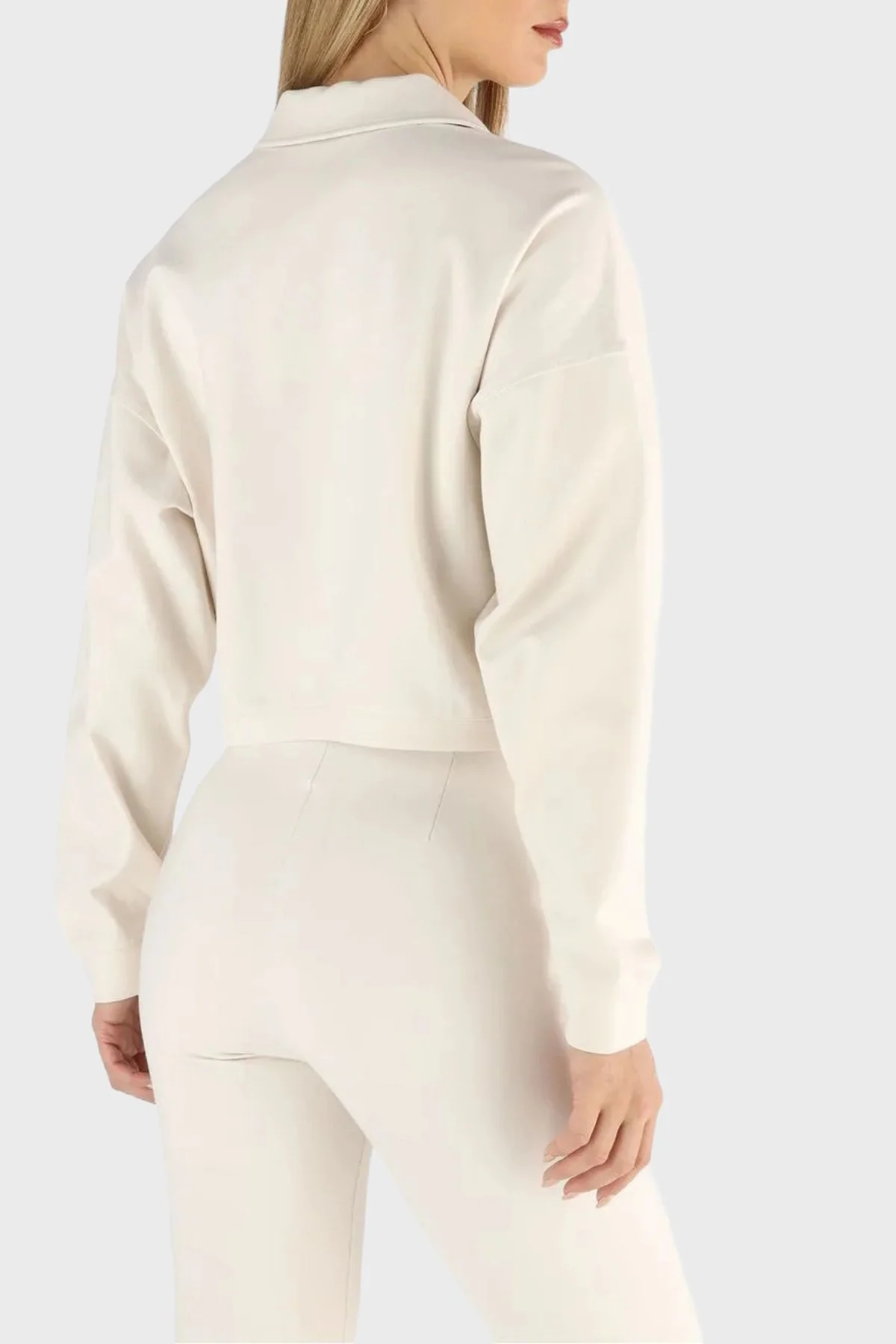 Guess Logolu Regular Fit Klasik Yaka Scuba V6RQ17KD822 Bayan Ceket V6RQ17 KD822 G9L9 BEJ - 3