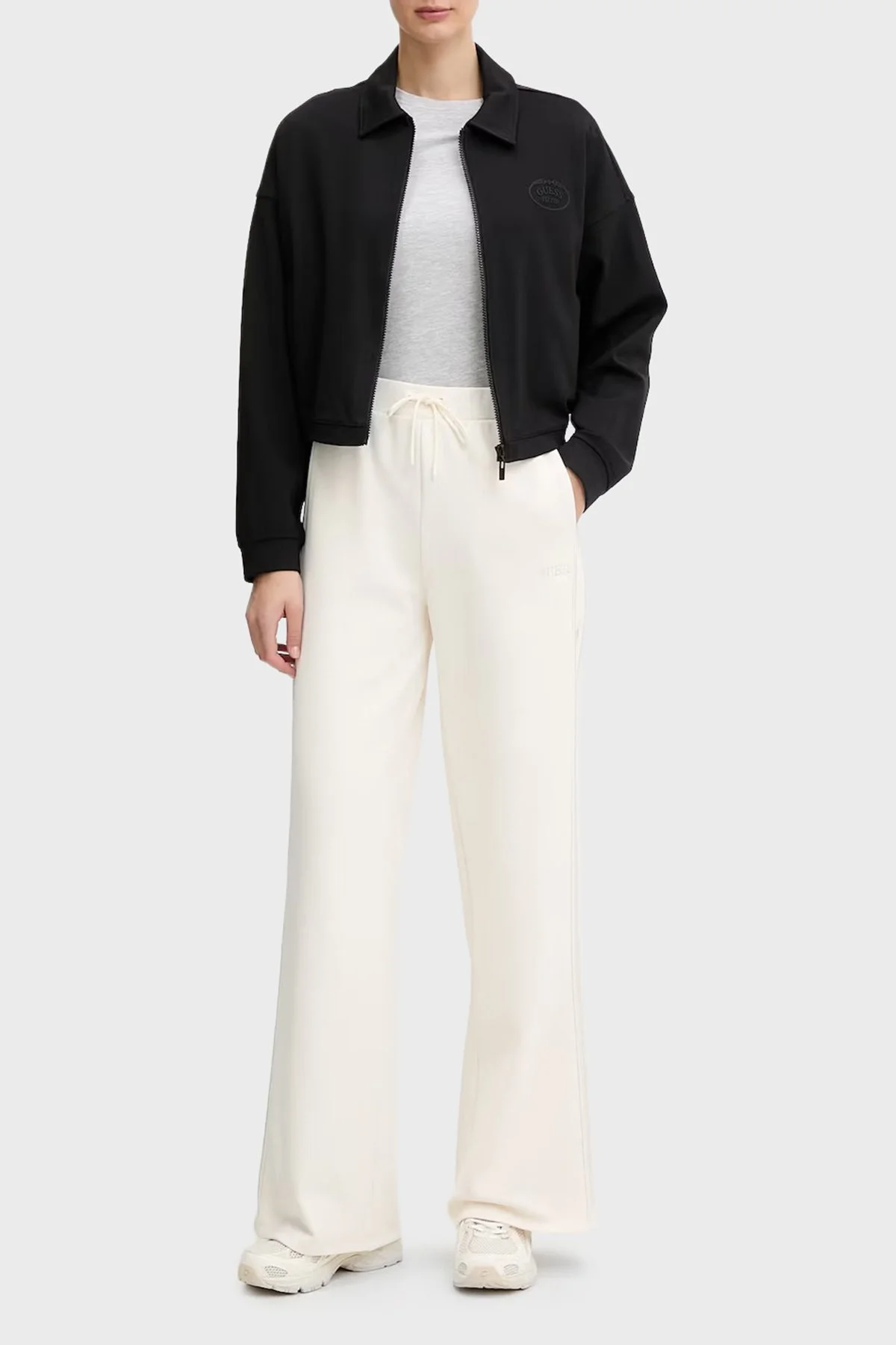 Guess Logolu Regular Fit Klasik Yaka Scuba V6RQ17KD822 Bayan Ceket V6RQ17 KD822 JBLK SİYAH - 2