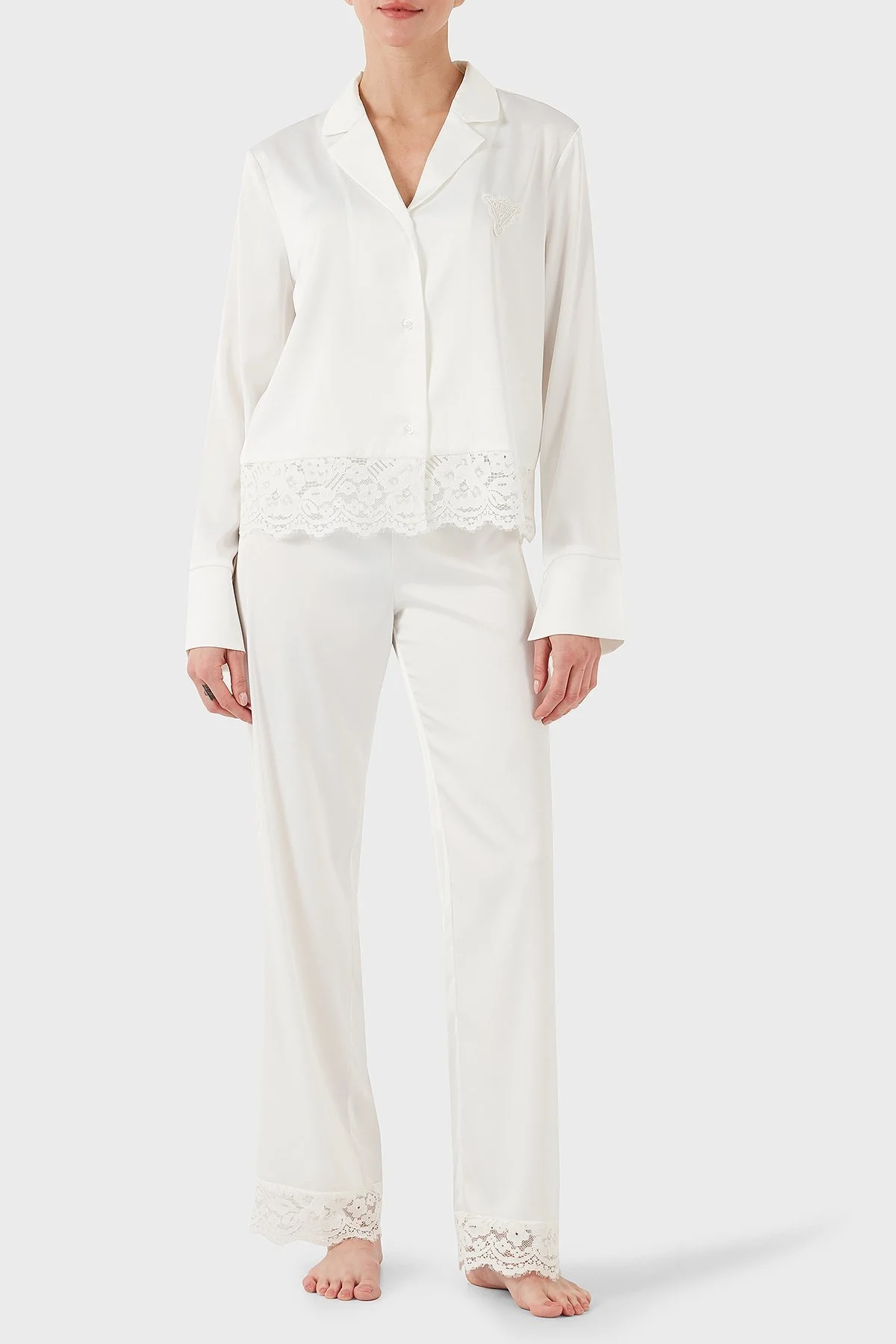 Guess Logolu Regular Fit Yüksek Bel Bol Paça O4BX02WEFC2 Bayan Pijama Takımı O4BX02 WEFC2 G018 BEYAZ - 8