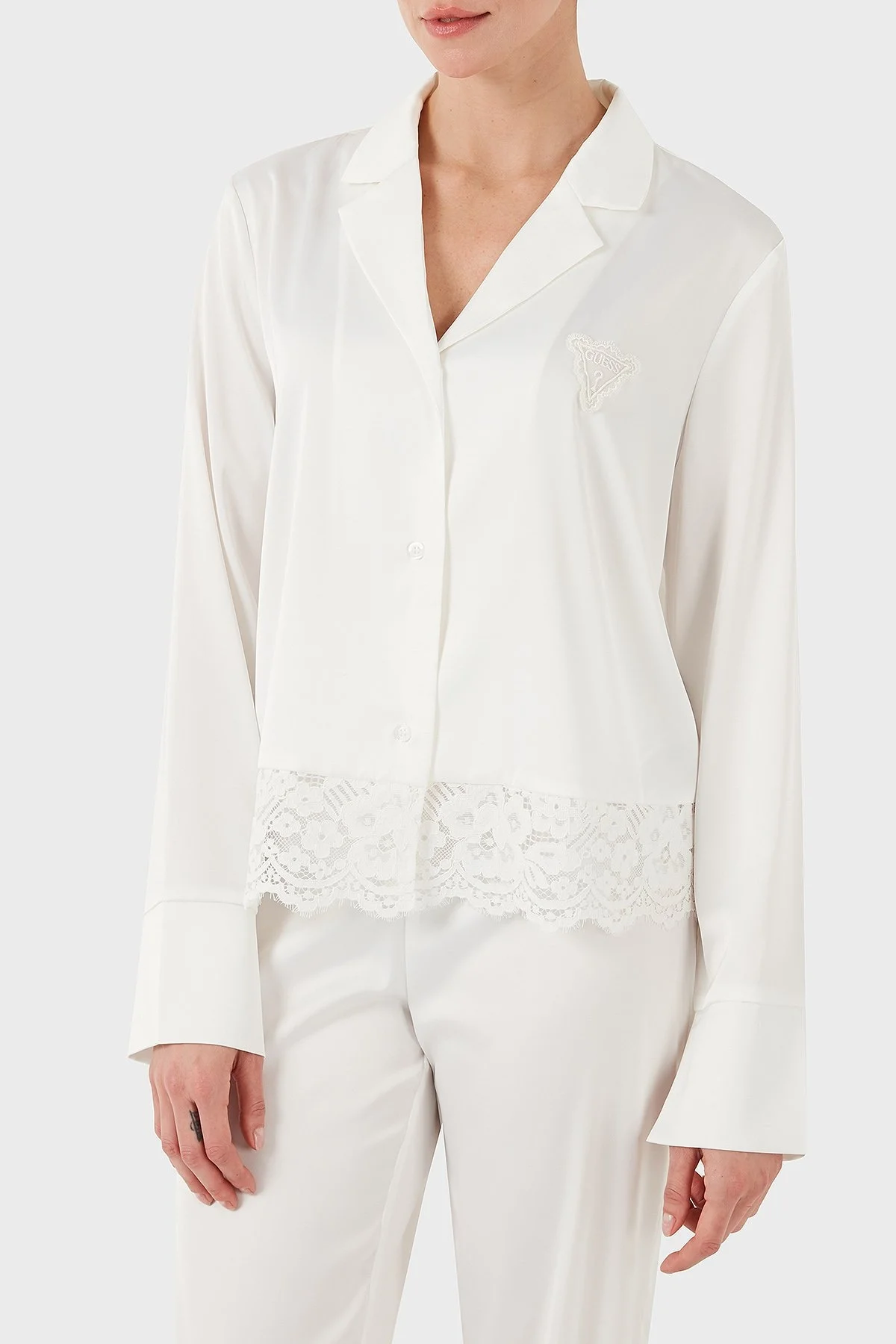 Guess Logolu Regular Fit Yüksek Bel Bol Paça O4BX02WEFC2 Bayan Pijama Takımı O4BX02 WEFC2 G018 BEYAZ - 9