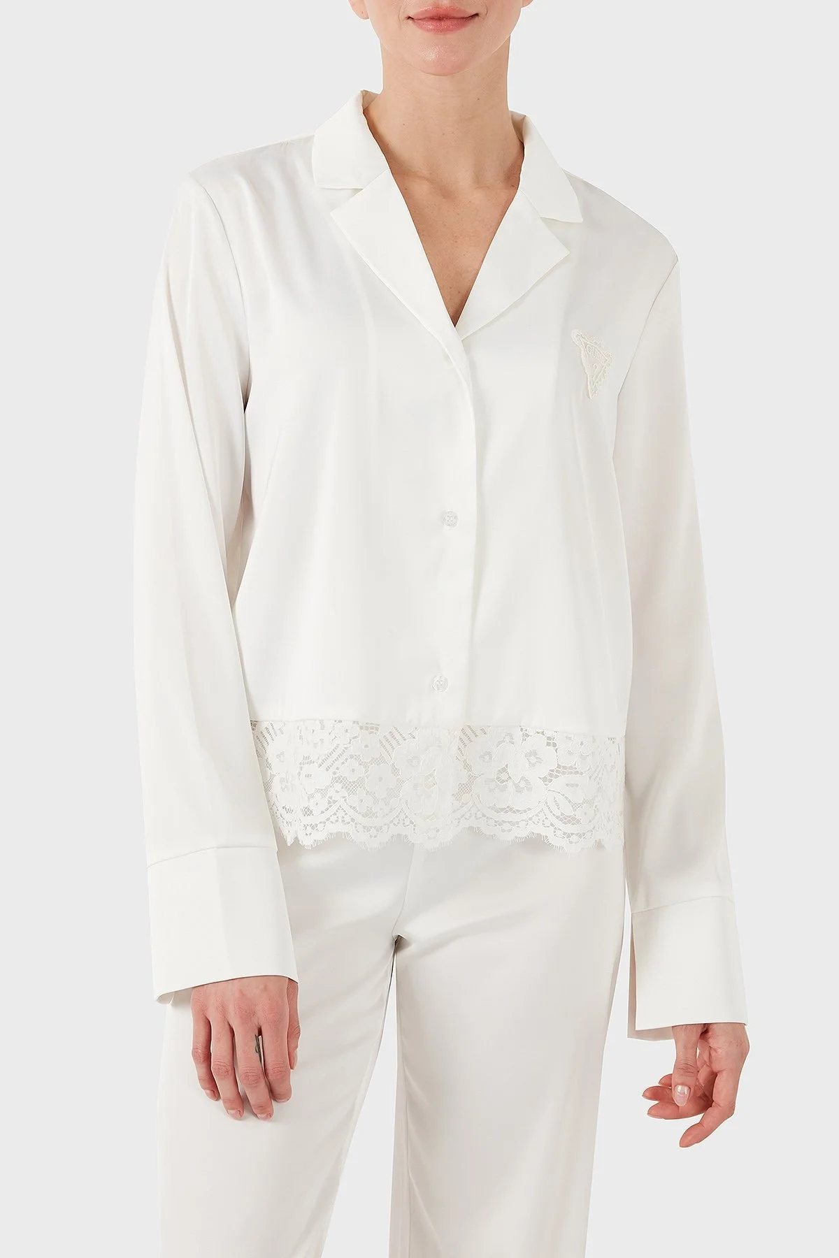 Guess Logolu Regular Fit Yüksek Bel Bol Paça O4BX02WEFC2 Bayan Pijama Takımı O4BX02 WEFC2 G018 BEYAZ - 11