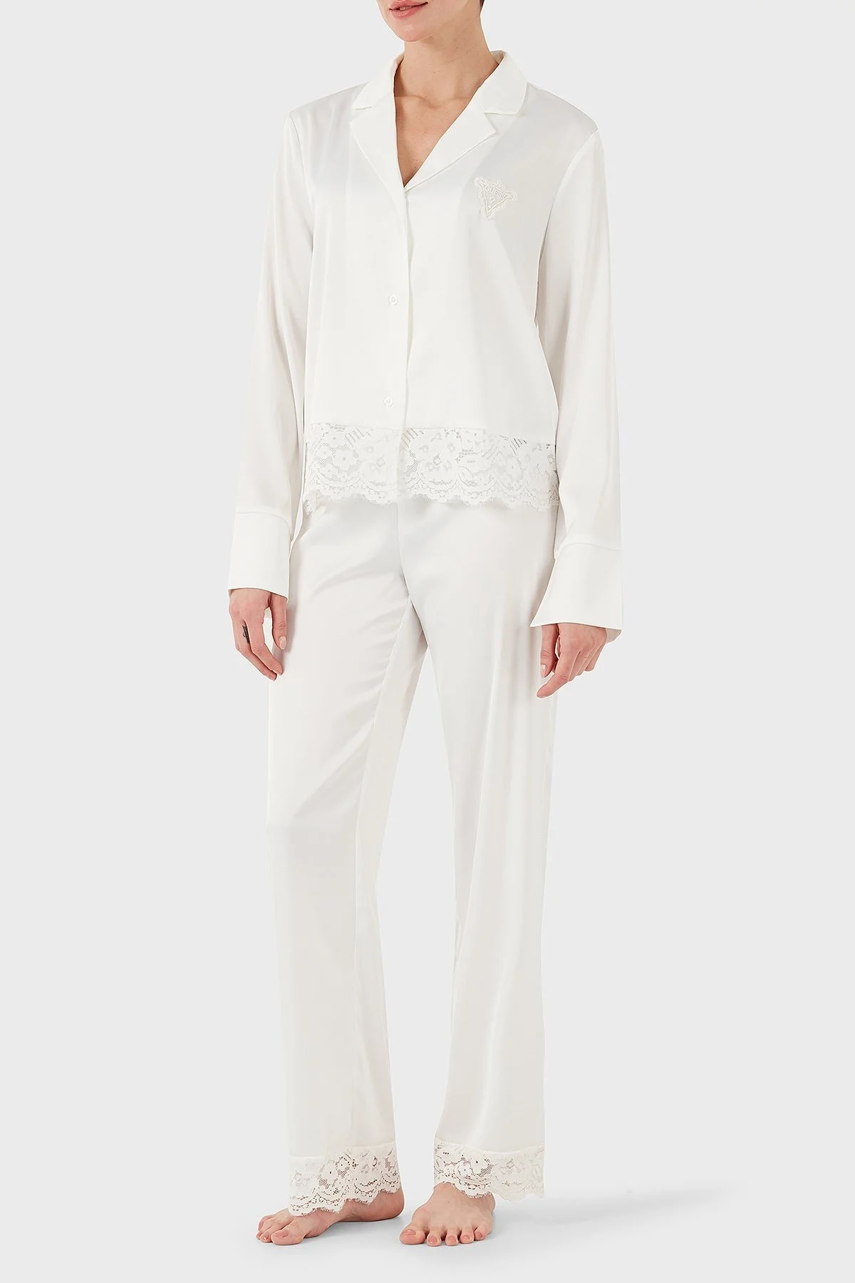 Guess Logolu Regular Fit Yüksek Bel Bol Paça O4BX02WEFC2 Bayan Pijama Takımı O4BX02 WEFC2 G018 BEYAZ - 13