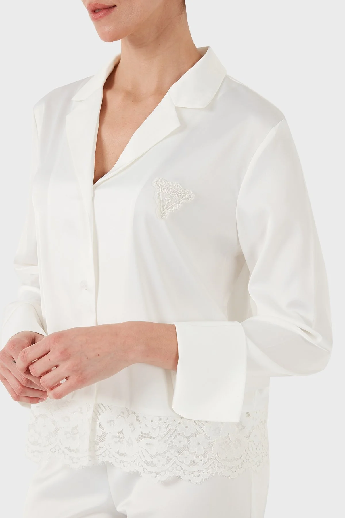 Guess Logolu Regular Fit Yüksek Bel Bol Paça O4BX02WEFC2 Bayan Pijama Takımı O4BX02 WEFC2 G018 BEYAZ - 14