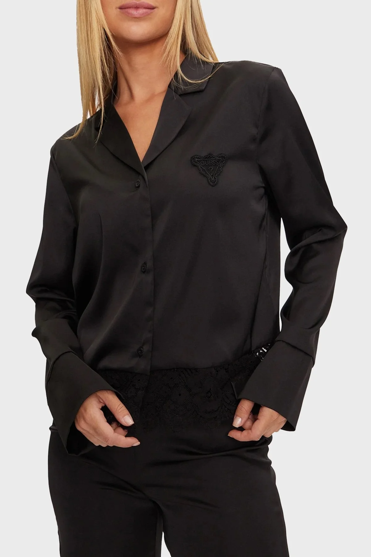 Guess Logolu Regular Fit Yüksek Bel Bol Paça O4BX02WEFC2 Bayan Pijama Takımı O4BX02 WEFC2 JBLK SİYAH - 6