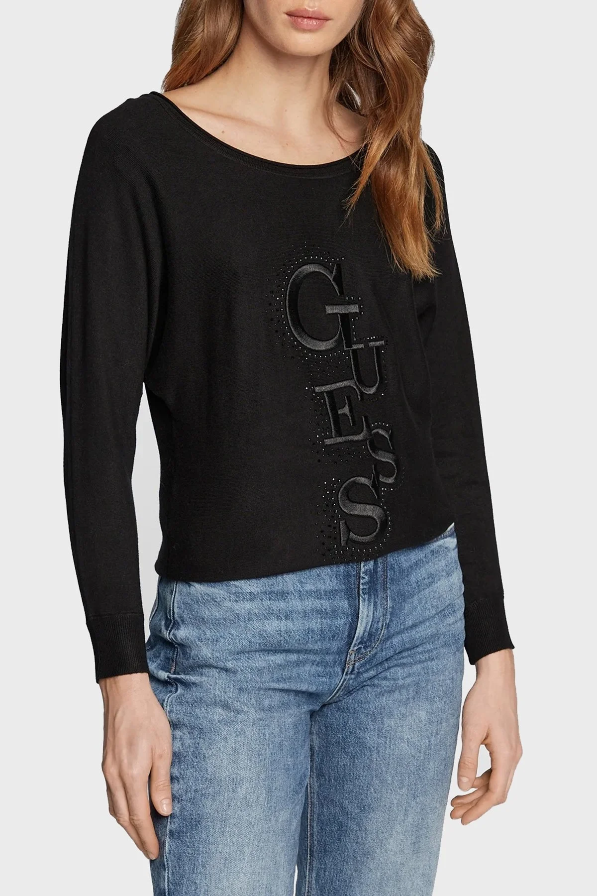 Guess Logolu Relaxed Fit Amelie Bayan Kazak W2BR49Z2NQ2 JBLK SİYAH - 1