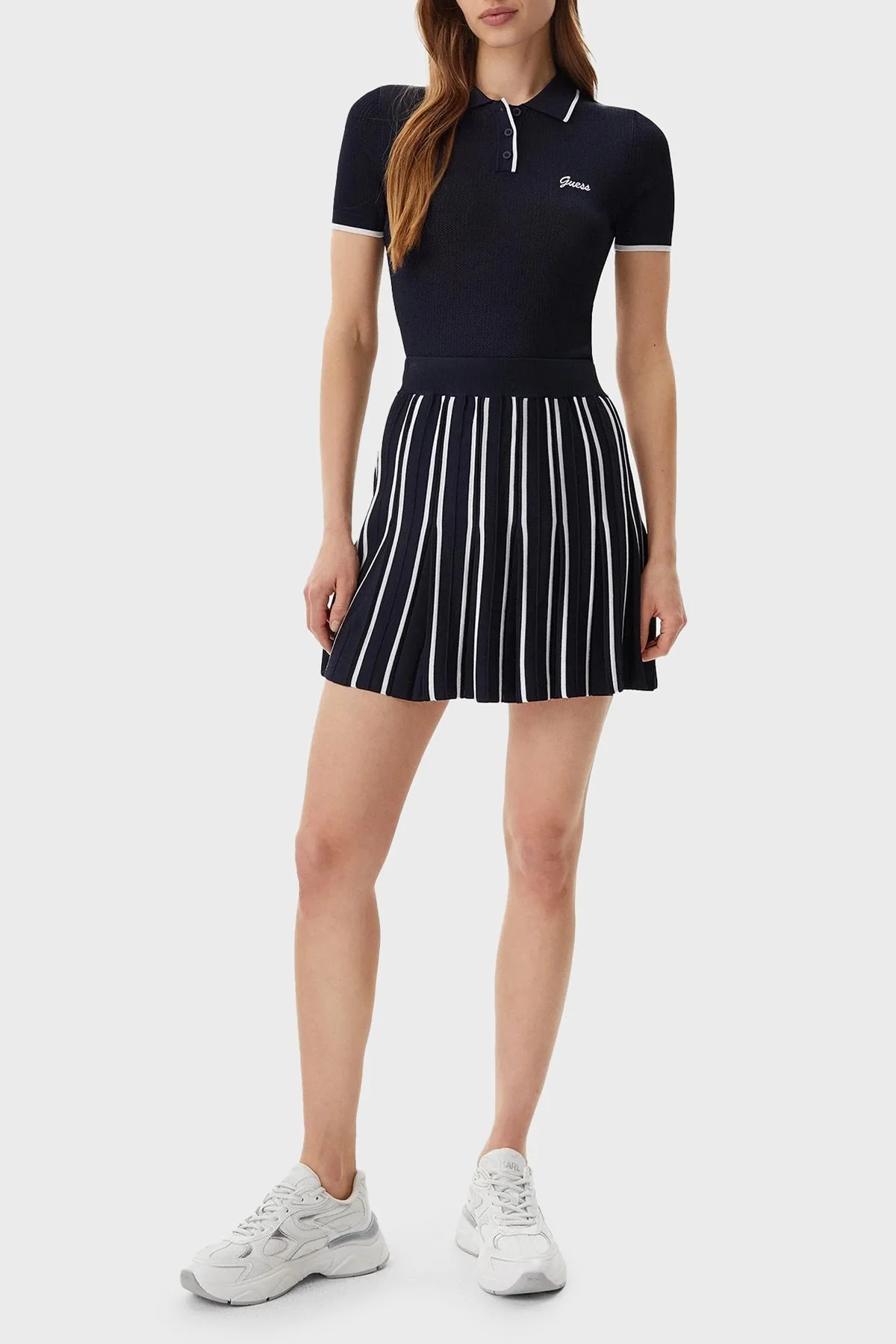 Guess Logolu Slim Fit Düğmeli V5GP00Z3D60 Bayan Polo Yaka T Shirt V5GP00 Z3D60 A71W LACİVERT - 7