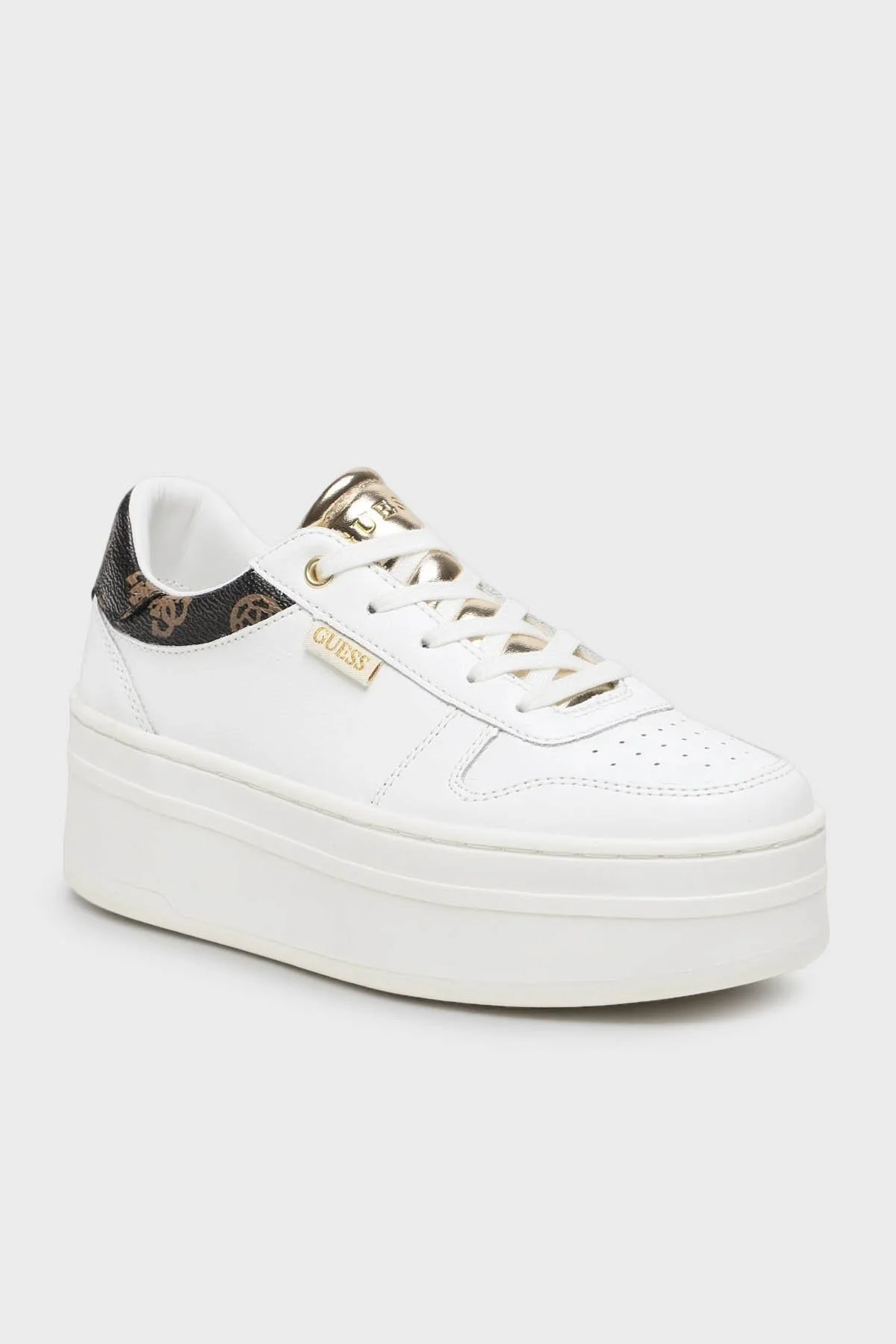 Guess Logolu Sneaker Bayan Ayakkabı FL7LIFLEA12 WHIBR BEYAZ-KAHVE - 6