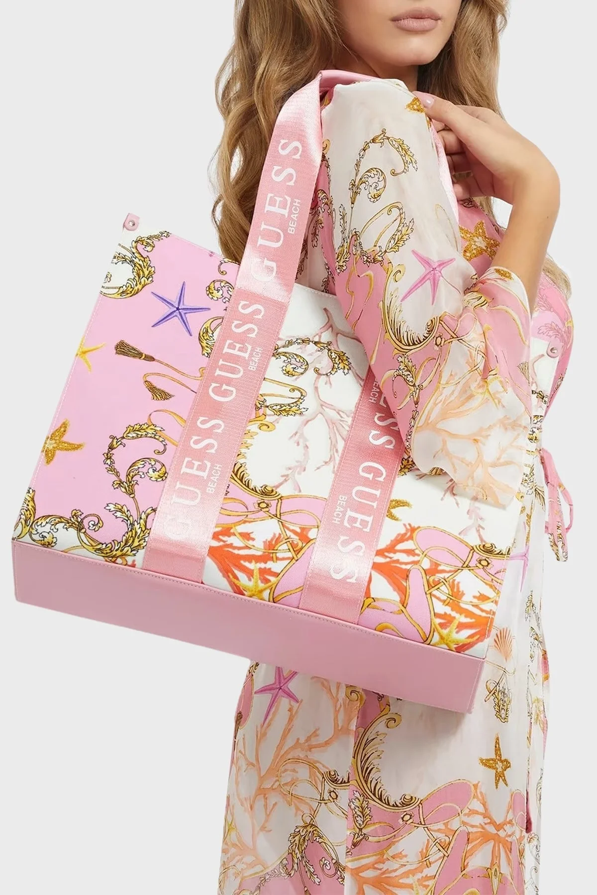 Guess Logolu Tamamı Baskılı Printed Bayan Çanta E3GZ09WFCE0 P63W PEMBE - 2