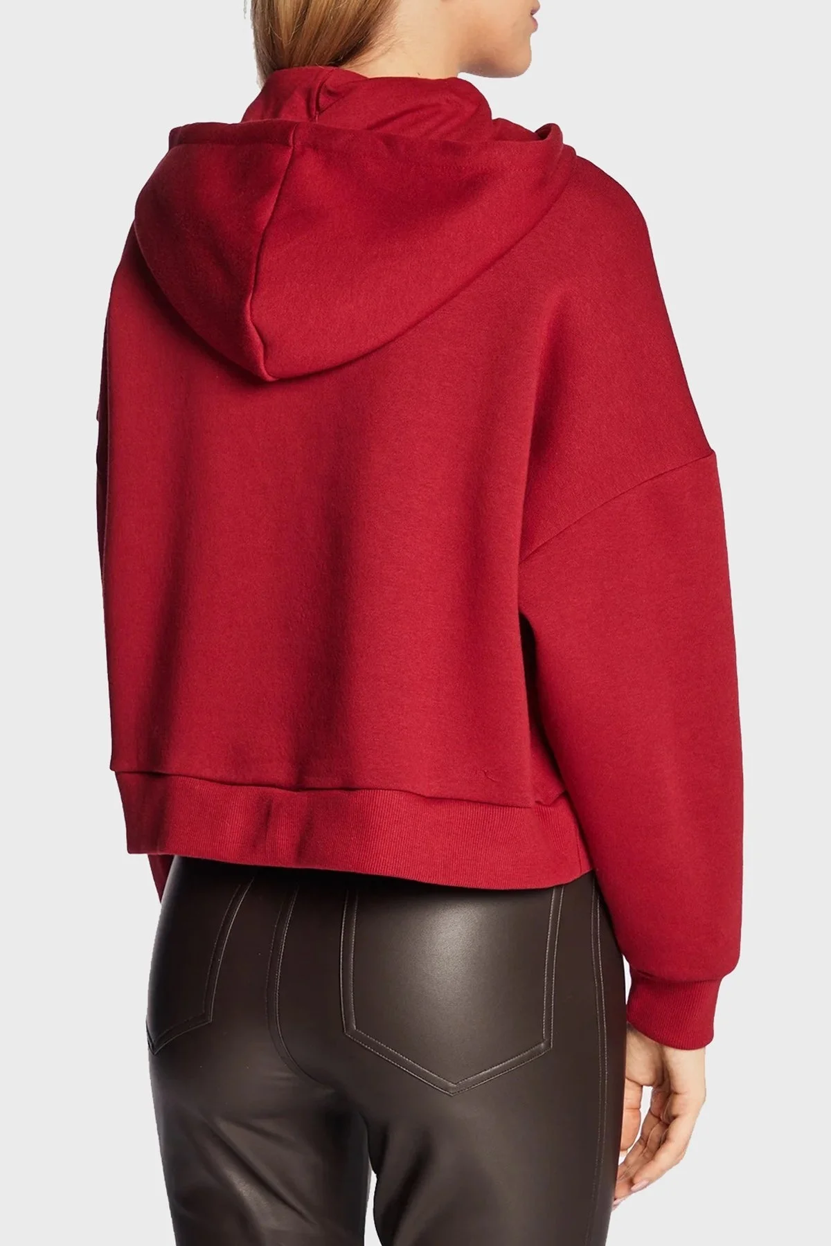 Guess Logolu Taş Detaylı Kapüşonlu Regular Fit Hoody Bayan Sweat W2BQ17KB683 G5B7 BORDO - 3