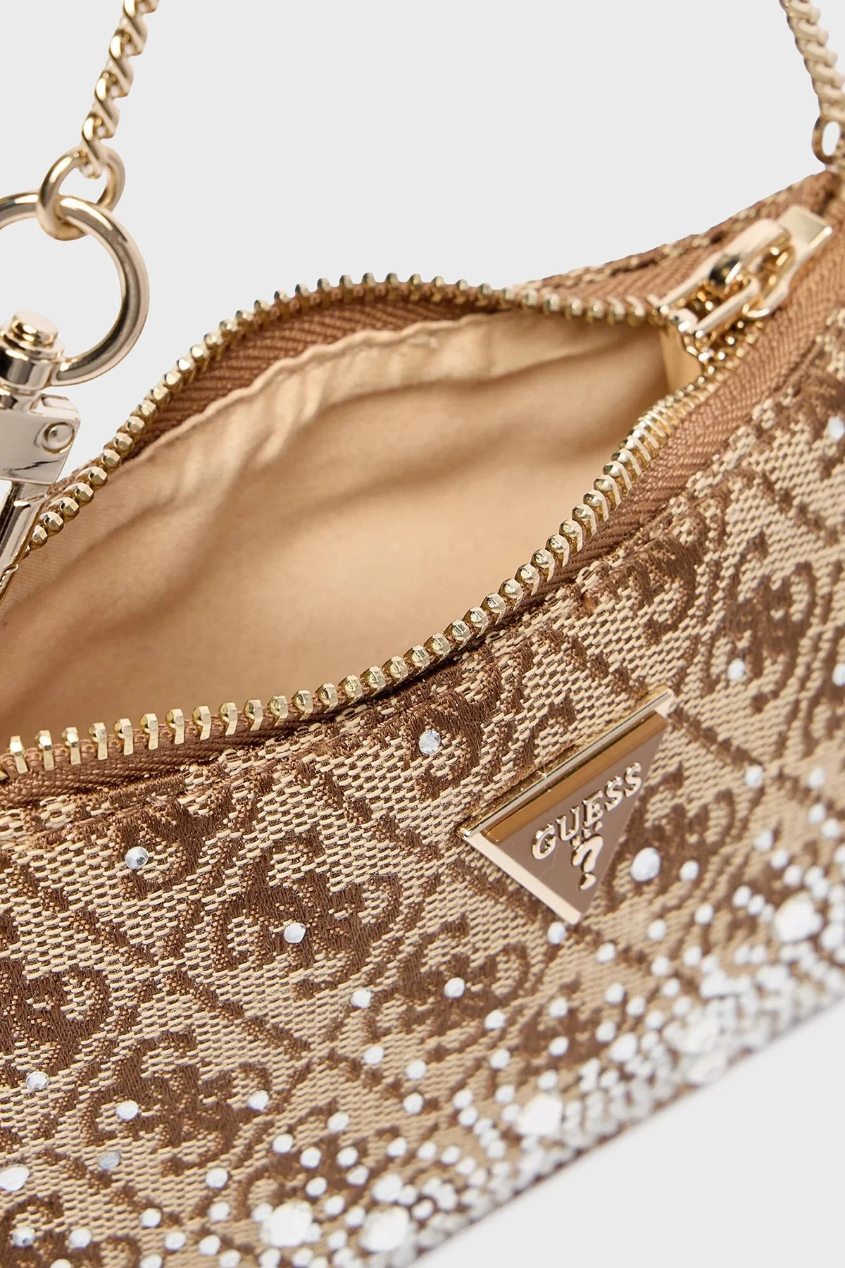 Guess Logolu Taşlı Çanta ve Cüzdan GFBOXWP6101 Bayan Hediye Seti GFBOXW P6101 LTL KAHVE - 5