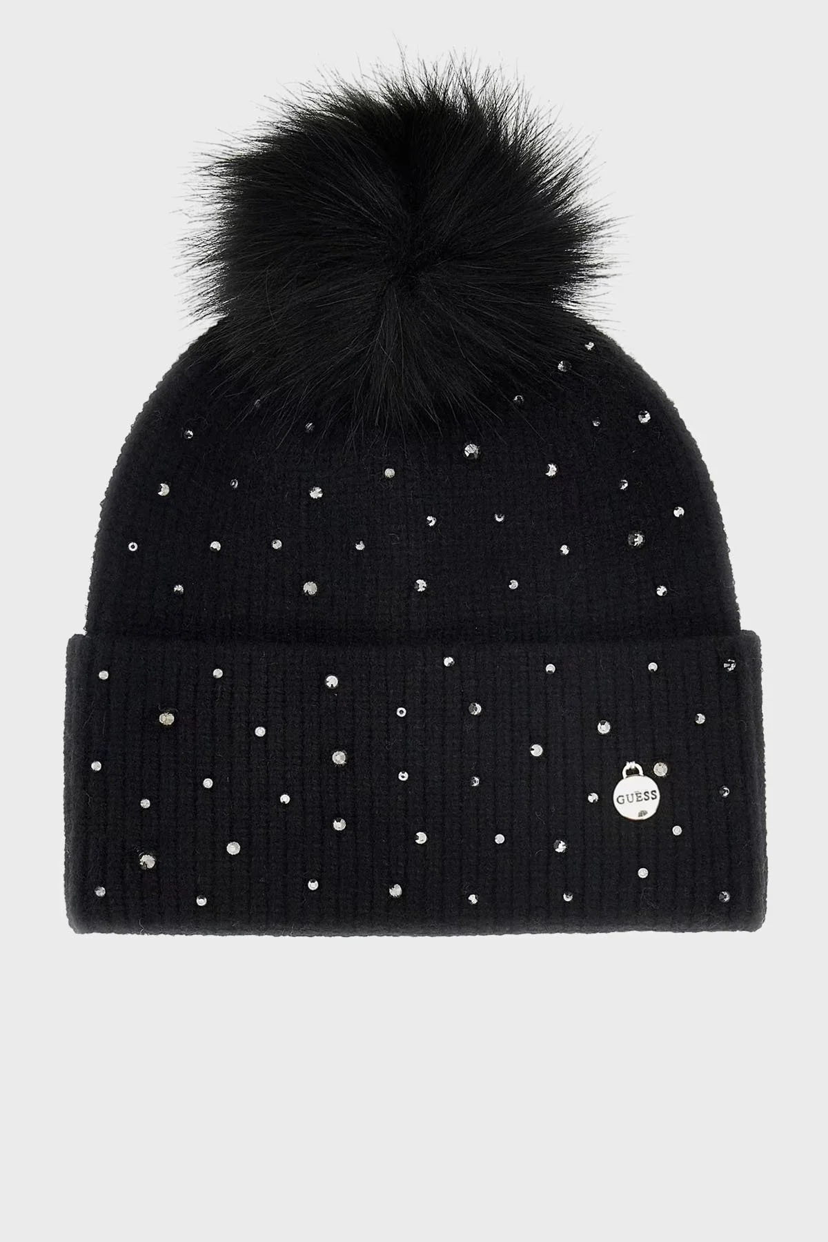 Guess Logolu Taşlı ve Ponponlu AW5213POL01 Bayan Bere AW5213 POL01 BLA SİYAH - 1