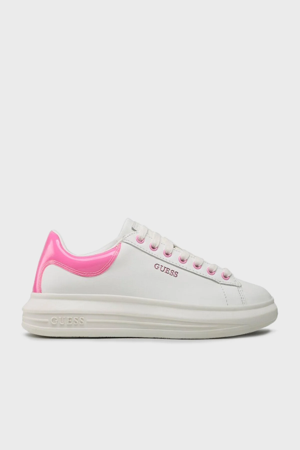 Guess Logolu Vibo Sneaker Bayan Ayakkabı FL5VIB LEA12 WHPIN BEYAZ - 1