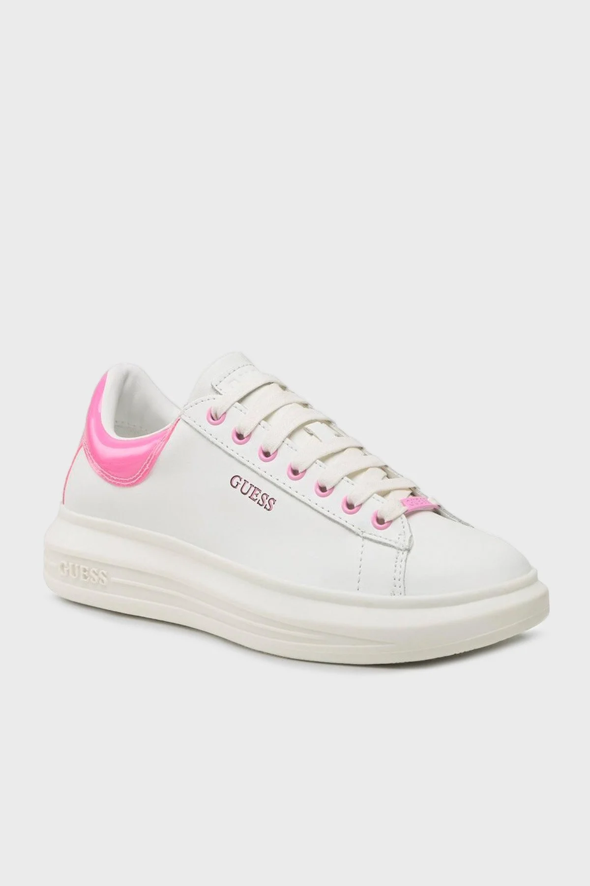 Guess Logolu Vibo Sneaker Bayan Ayakkabı FL5VIB LEA12 WHPIN BEYAZ - 2