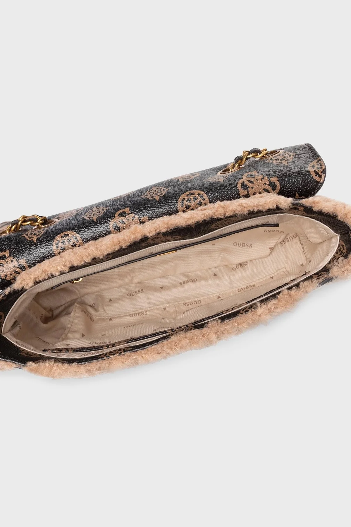 Guess Logolu Yumuşak Dokulu Zincir Askılı Always Bayan Çanta HWWS8425210 MCM KAHVE - 6