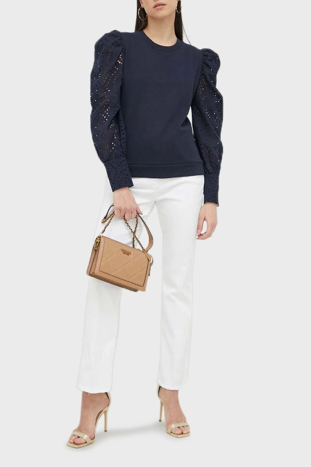 Guess Logolu Zincir Askılı Abey Bayan Çanta HWQB8558730 BEI BEJ - 2