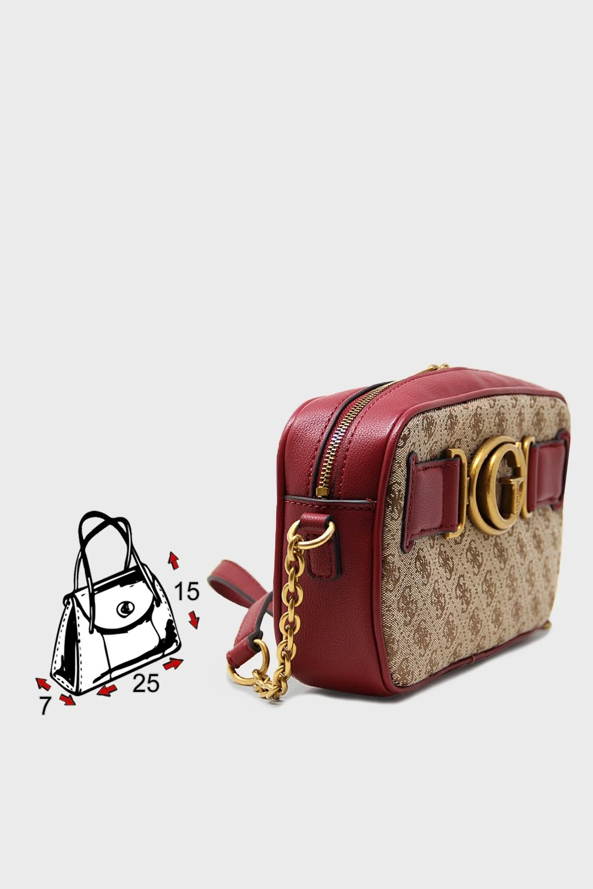 Guess Logolu Zincir Askılı Aviana Bayan Çanta HWJB8414140 LAB KAHVE-BORDO - 4