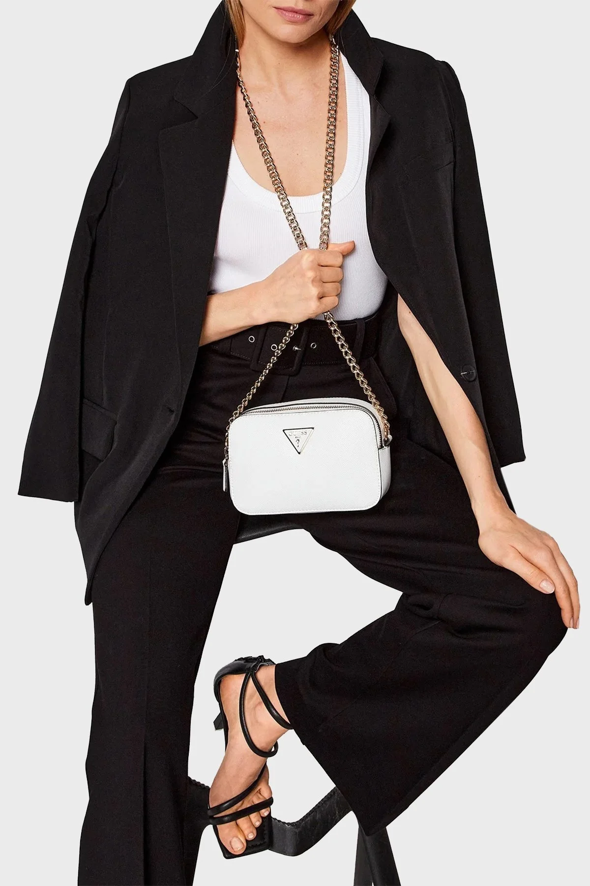 Guess Logolu Zincir Askılı Fermuarlı Noelle Bayan Çanta HWZG7879140 WHI BEYAZ - 2