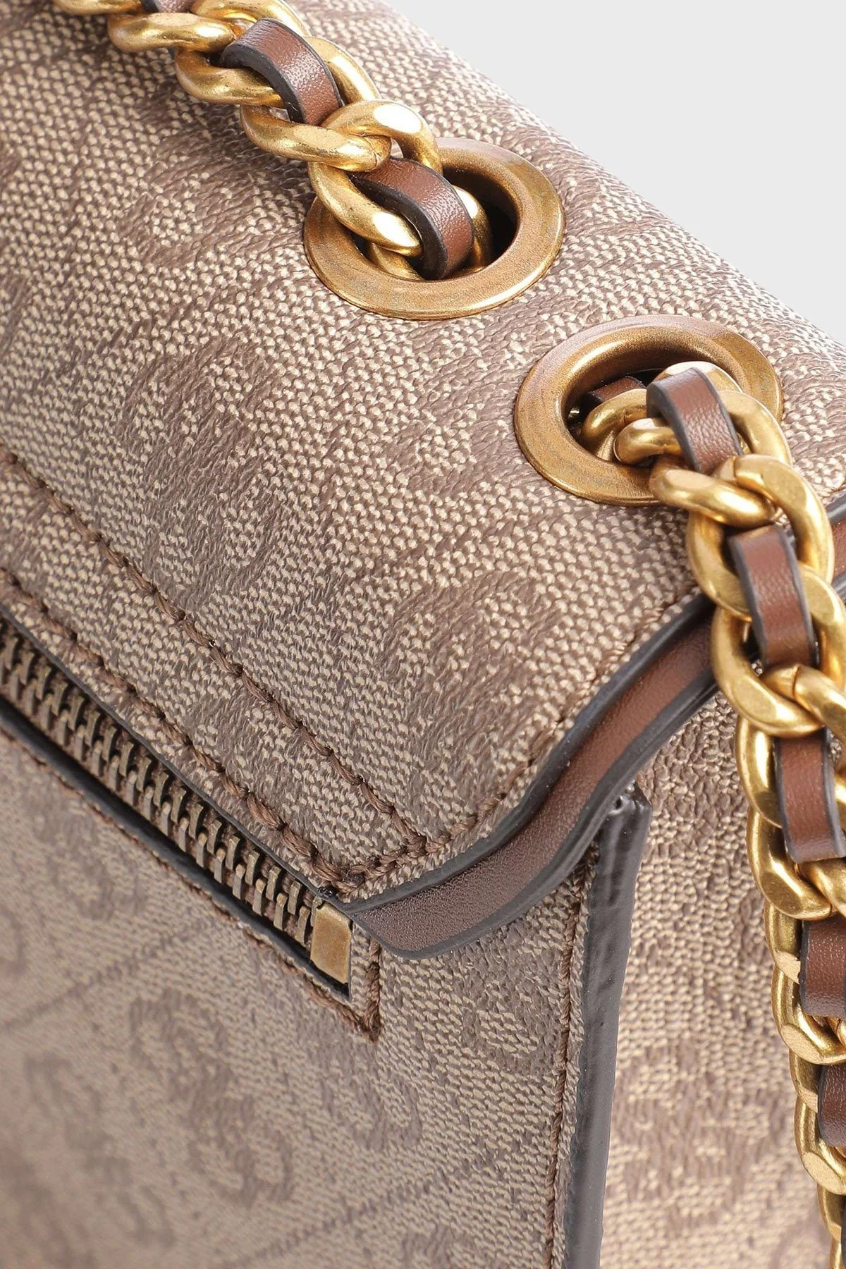 Guess Logolu Zincir Askılı Izzy Bayan Çanta HWSB8654210 LGW KAHVE - 5