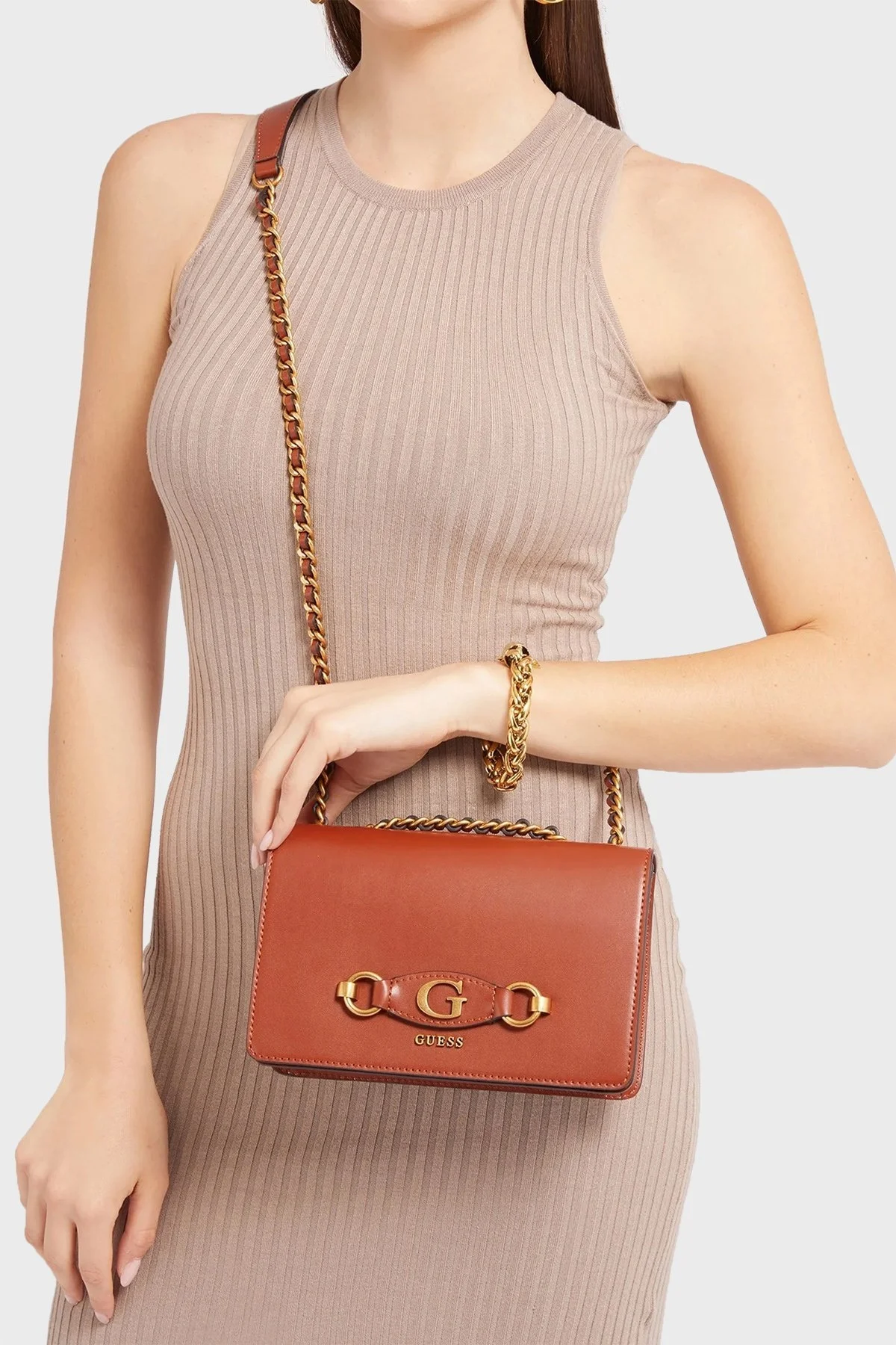 Guess Logolu Zincir Askılı Izzy Bayan Çanta HWVB8654210 WKY BORDO - 3