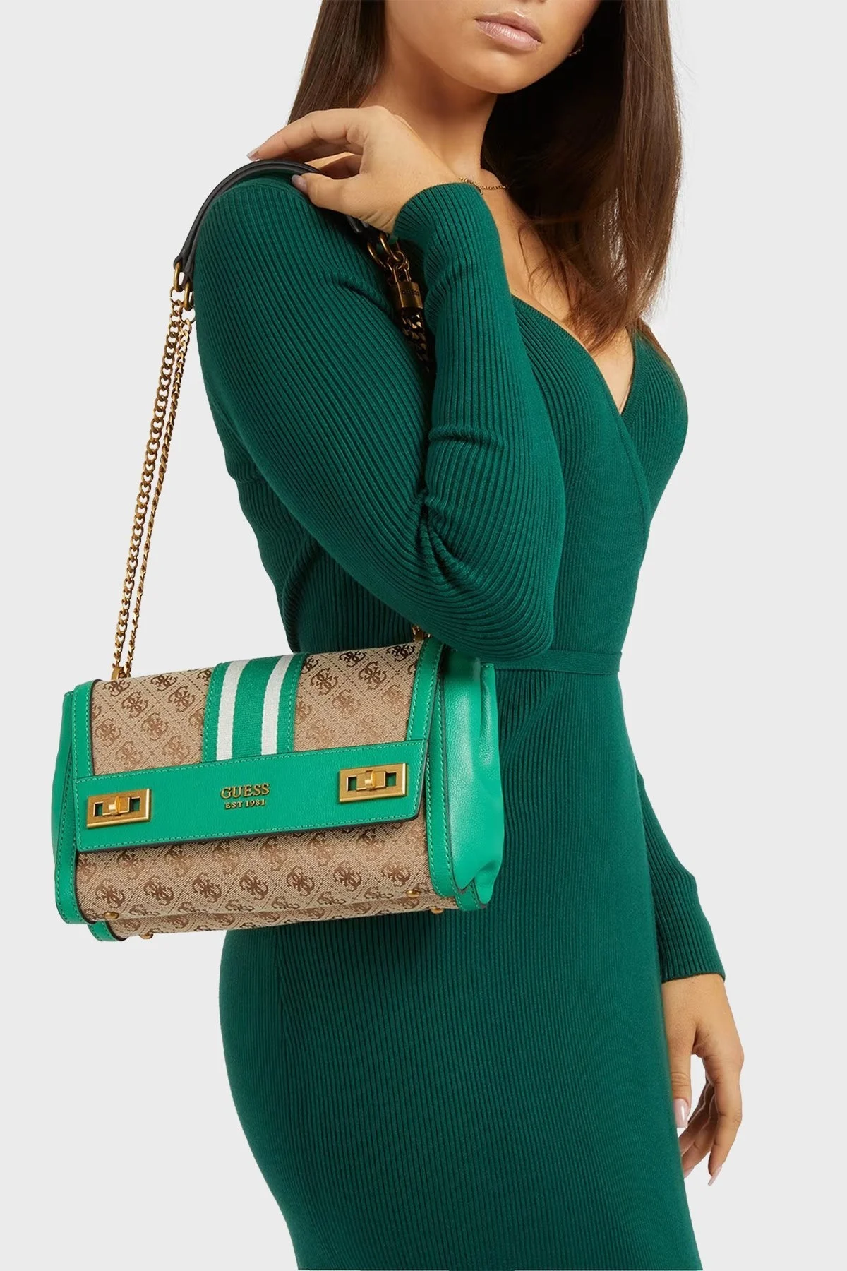 Guess Logolu Zincir Askılı Katey Bayan Çanta HWJB7870190 LLF YEŞİL - 3