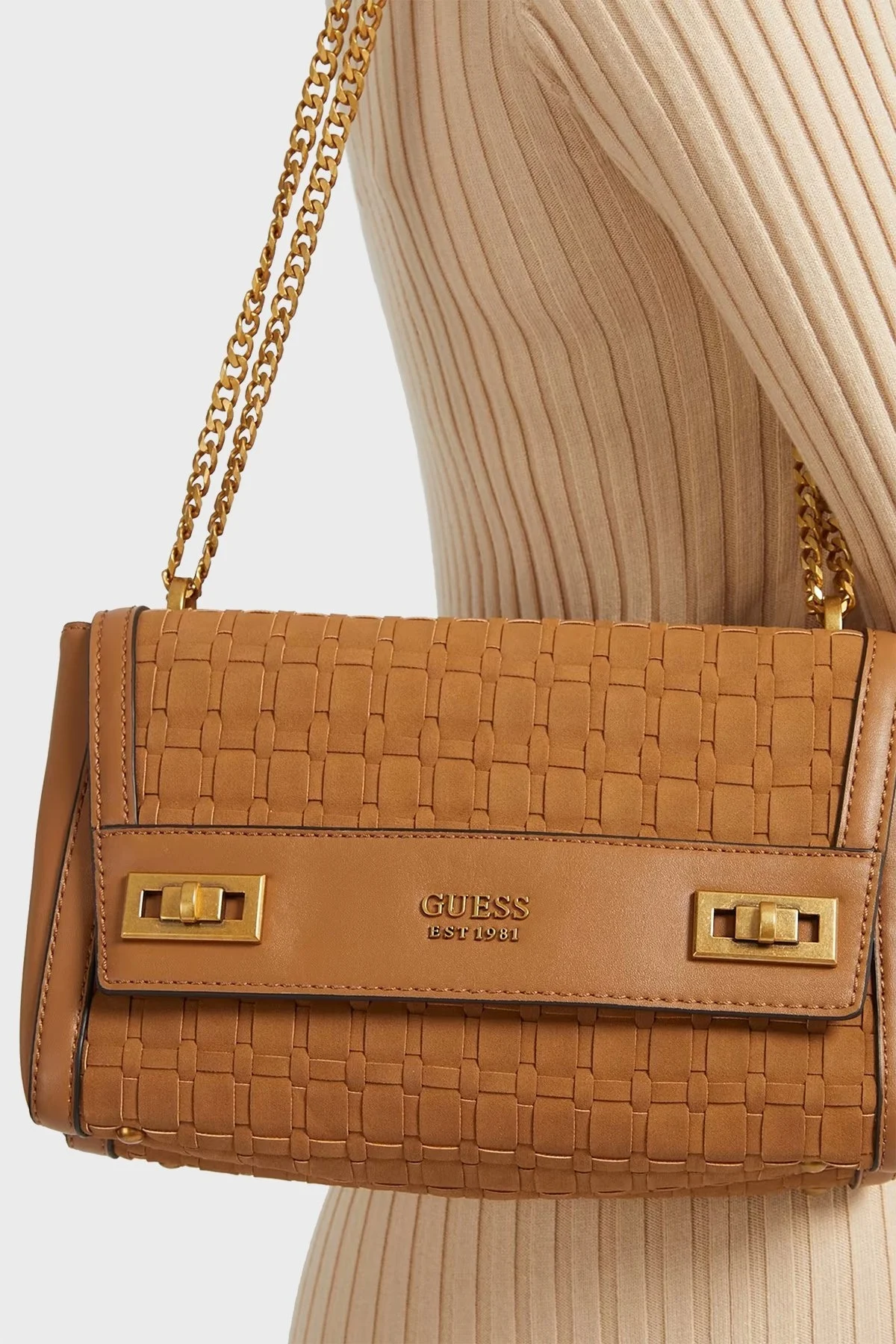 Guess Logolu Zincir Askılı Katey Bayan Çanta HWWS7870190 TAN TABA - 3