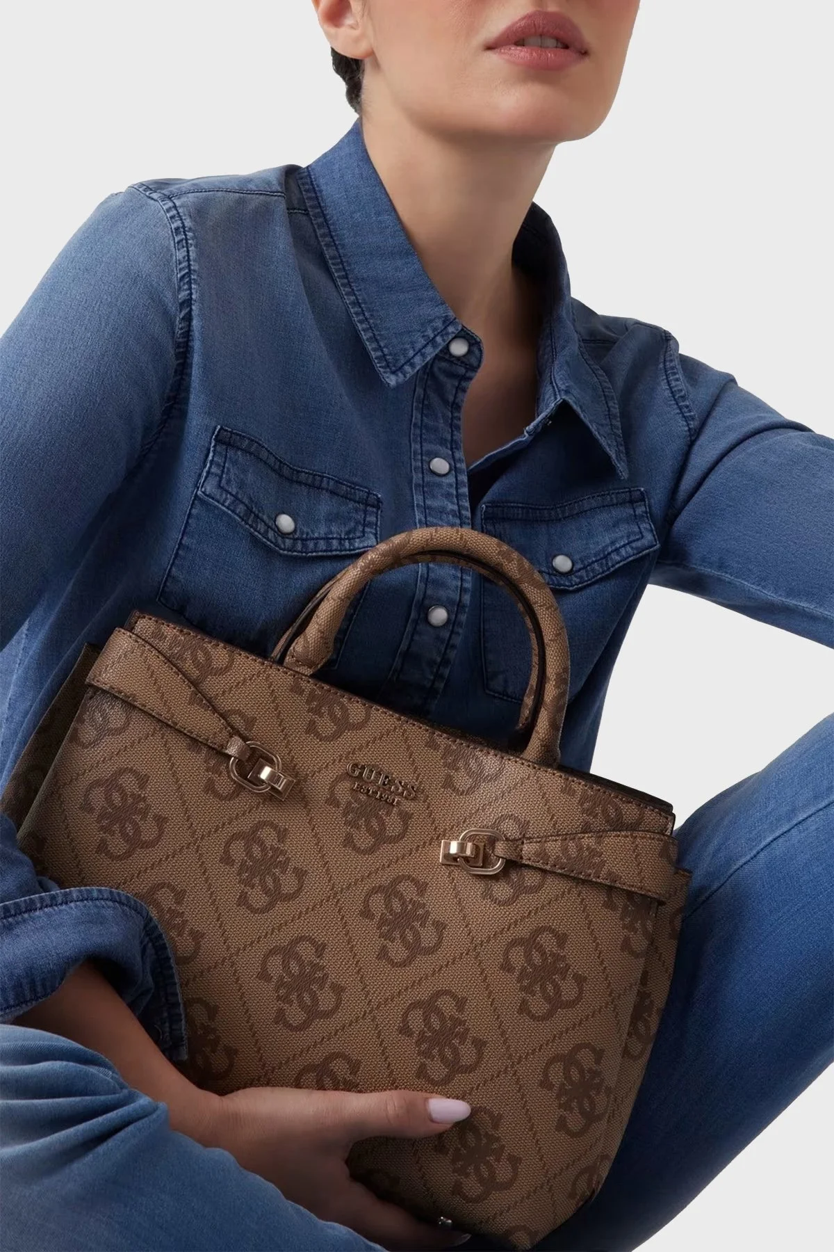 Guess Lorelei 4G Logolu Çıkarılabilir Askılı HWOS9639060 Bayan Çanta HWOS96 39060 LTL KAHVE - 7