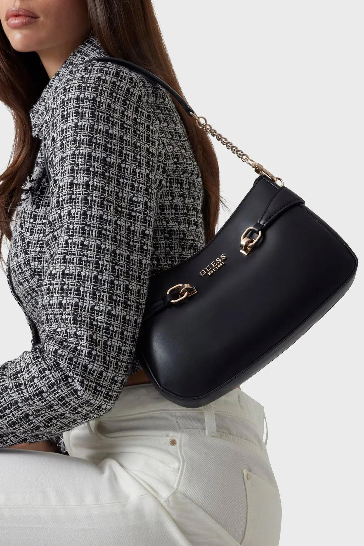 Guess Lorelei Logolu Çıkarılabilir Zincir Askılı HWVG9639180 Bayan Çanta HWVG96 39180 BLA SİYAH - 7